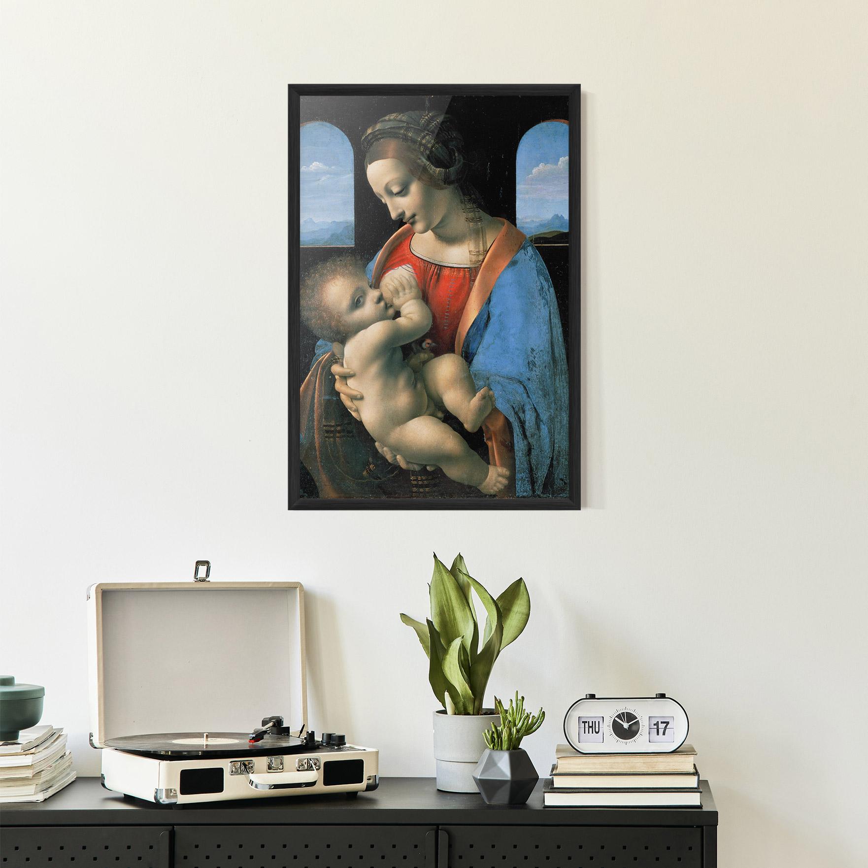 Keretezett Poszter Leonardo Da Vinci Attributed Madonna Litta mockup 2
