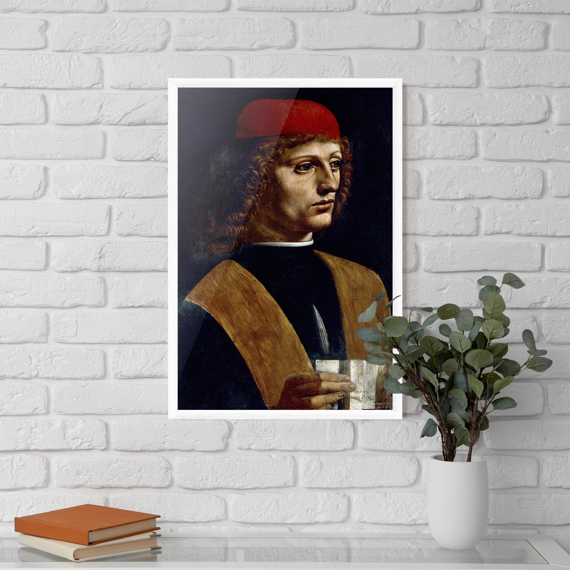 Keretezett Poszter Leonardo Da Vinci's The Portrait Of A Musician mockup 5