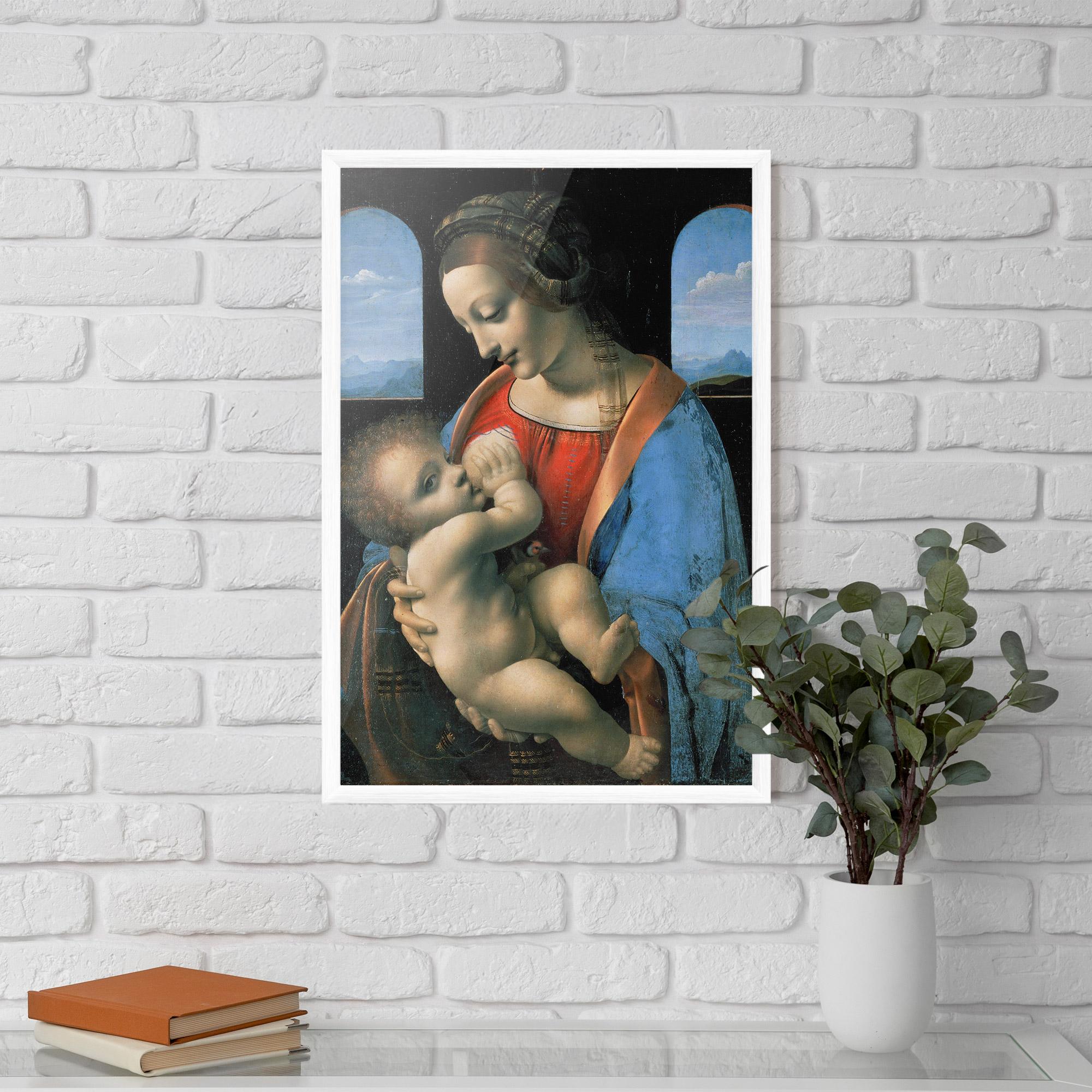 Keretezett Poszter Leonardo Da Vinci Attributed Madonna Litta mockup 5