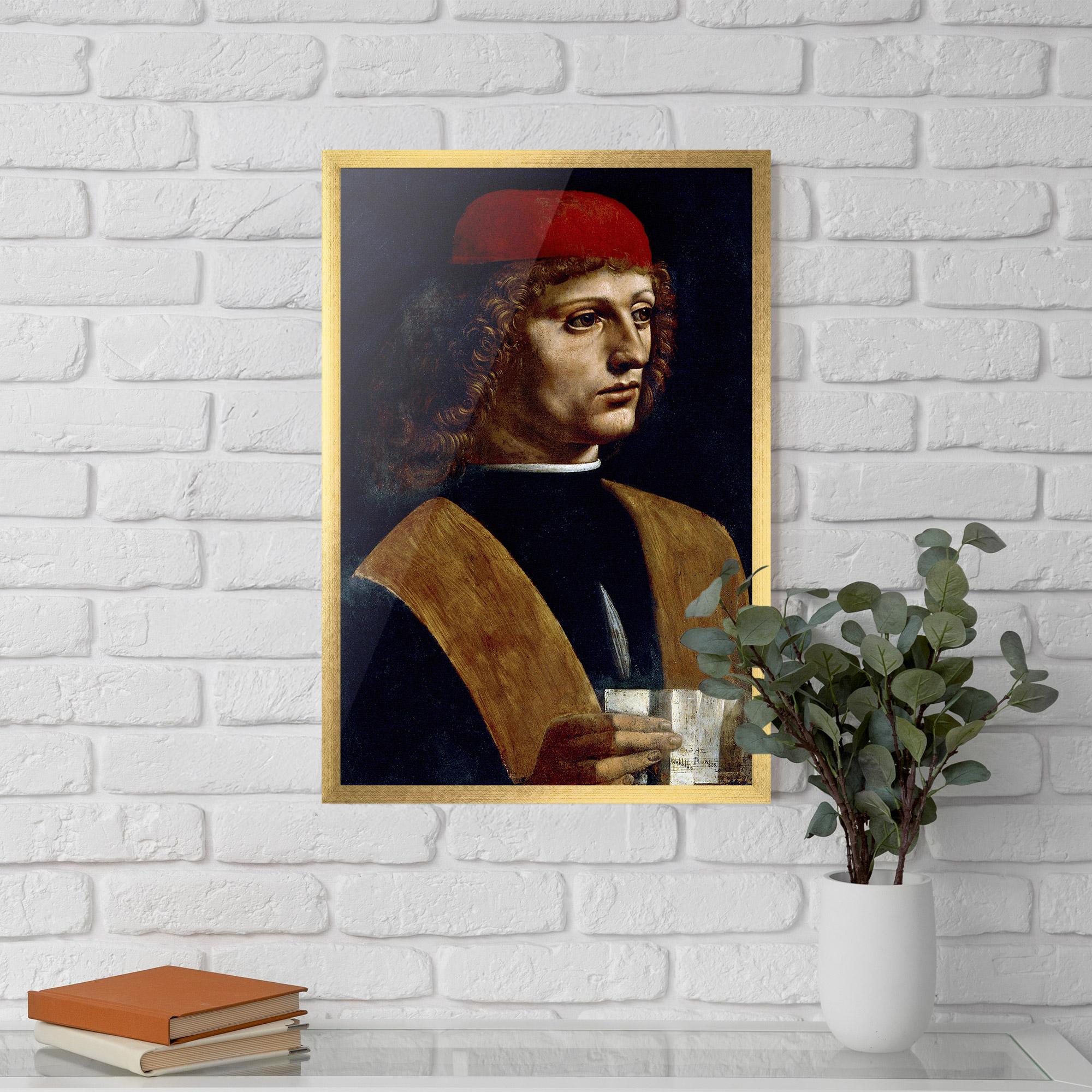 Keretezett Poszter Leonardo Da Vinci's The Portrait Of A Musician mockup 5