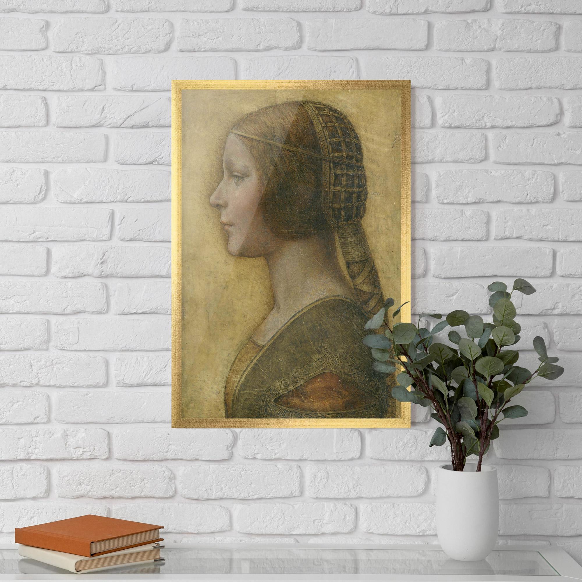 Keretezett Poszter Profile Of A Young Fiancee Da Vinci mockup 5