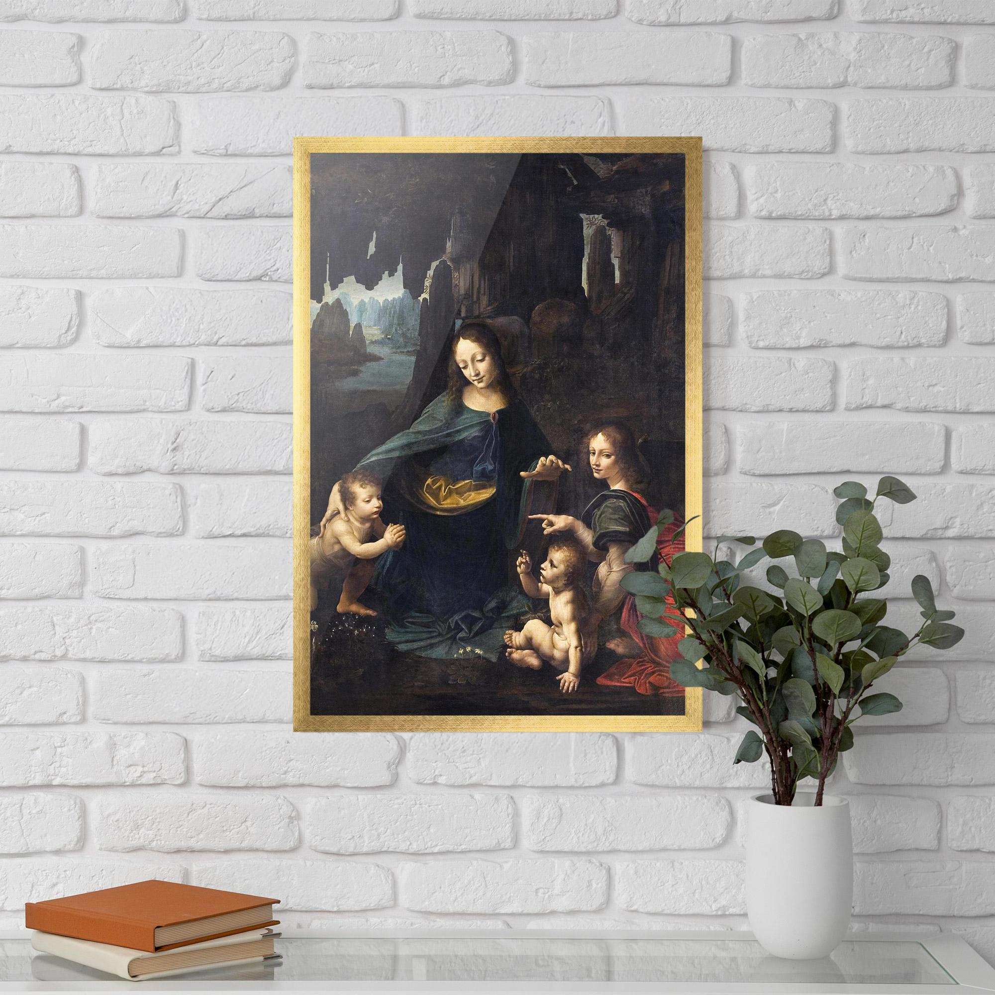 Keretezett Poszter The Virgin Of The Rocks Leonardo Da Vinci mockup 5