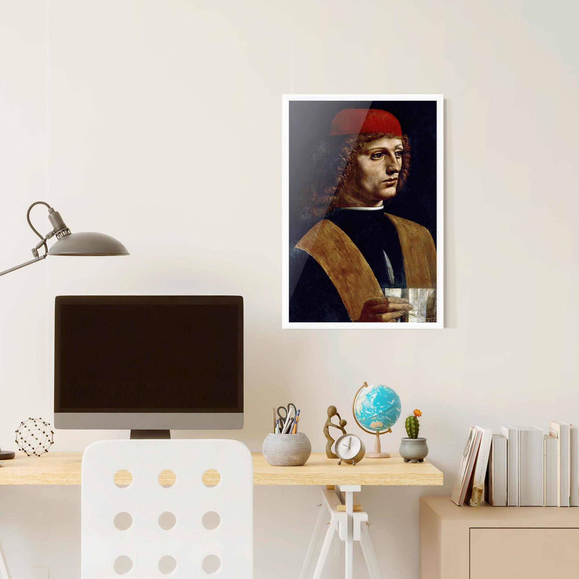 Keretezett Poszter Leonardo Da Vinci's The Portrait Of A Musician mockup 6