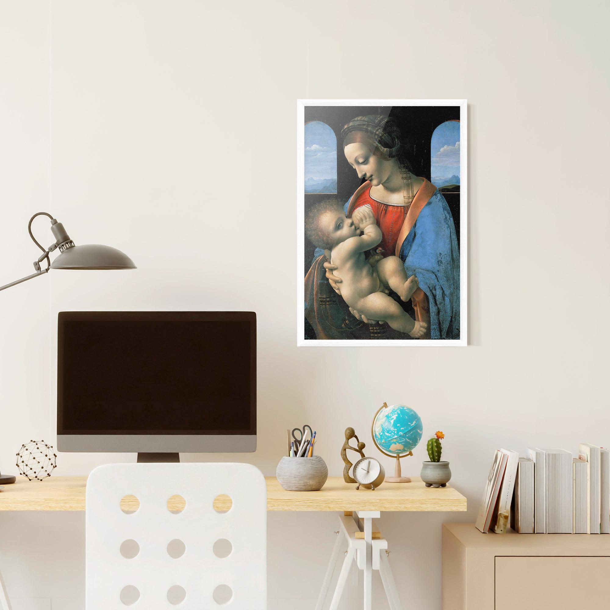 Keretezett Poszter Leonardo Da Vinci Attributed Madonna Litta mockup 6