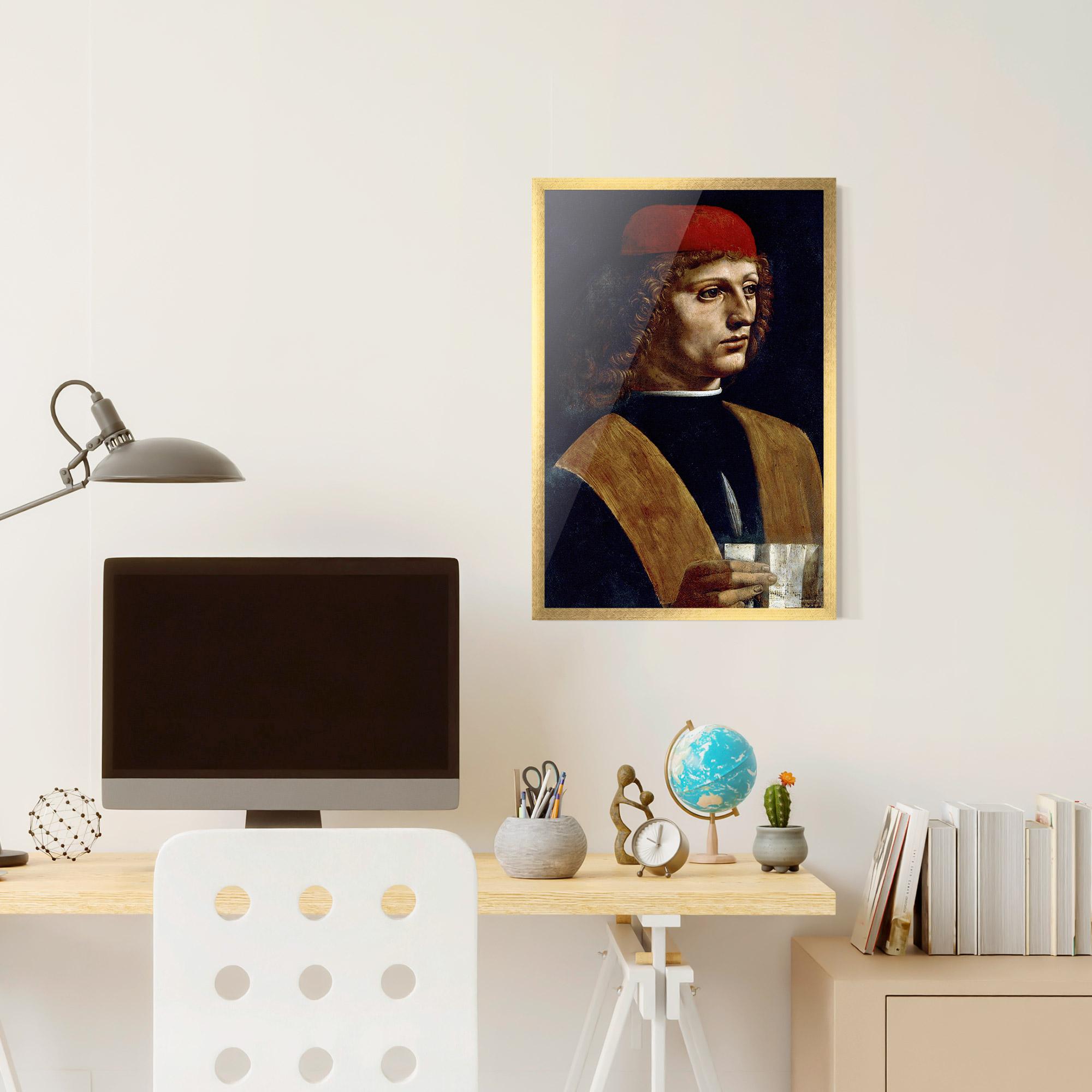 Keretezett Poszter Leonardo Da Vinci's The Portrait Of A Musician mockup 6