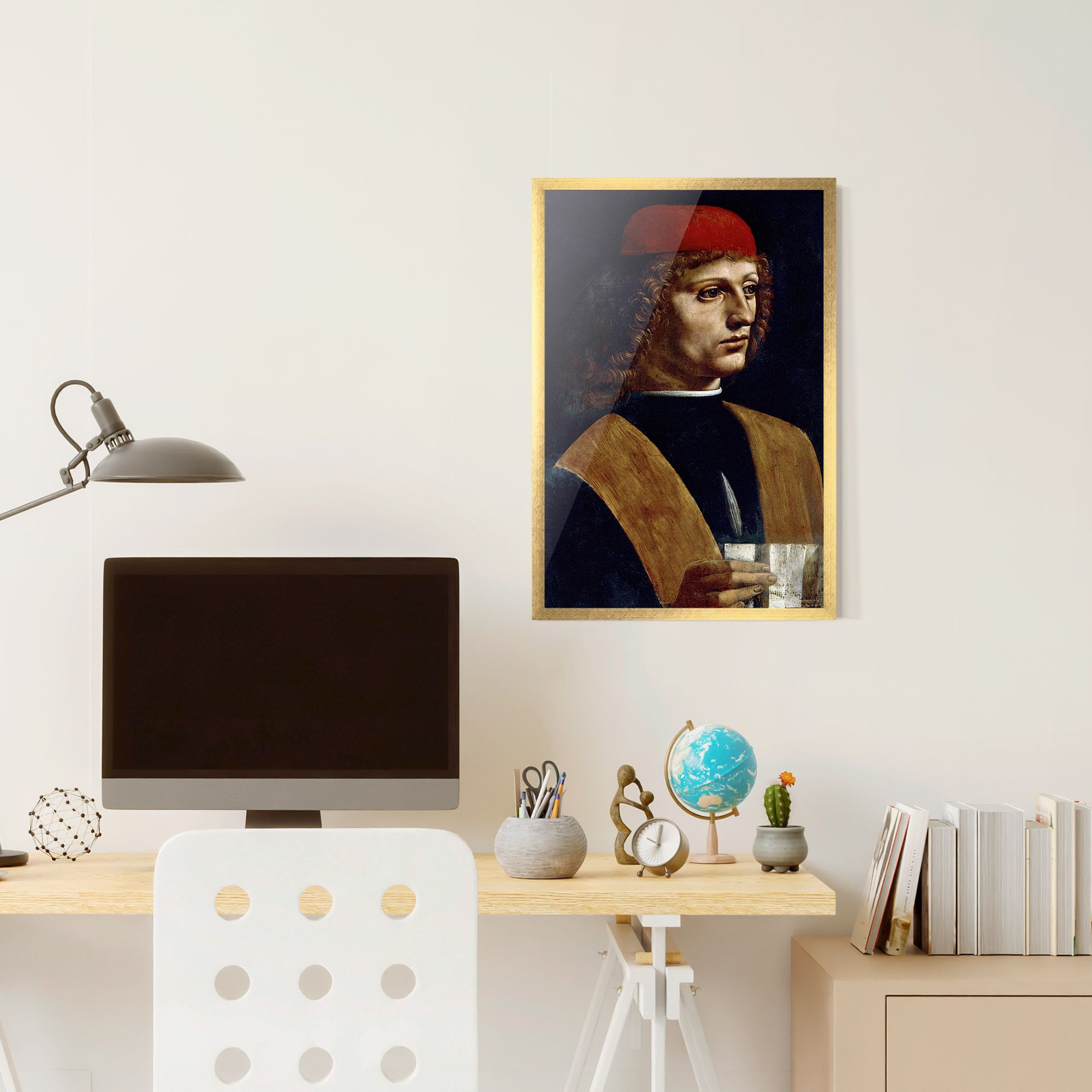 Leonardo Da Vinci's The Portrait Of A Musician mockup 6