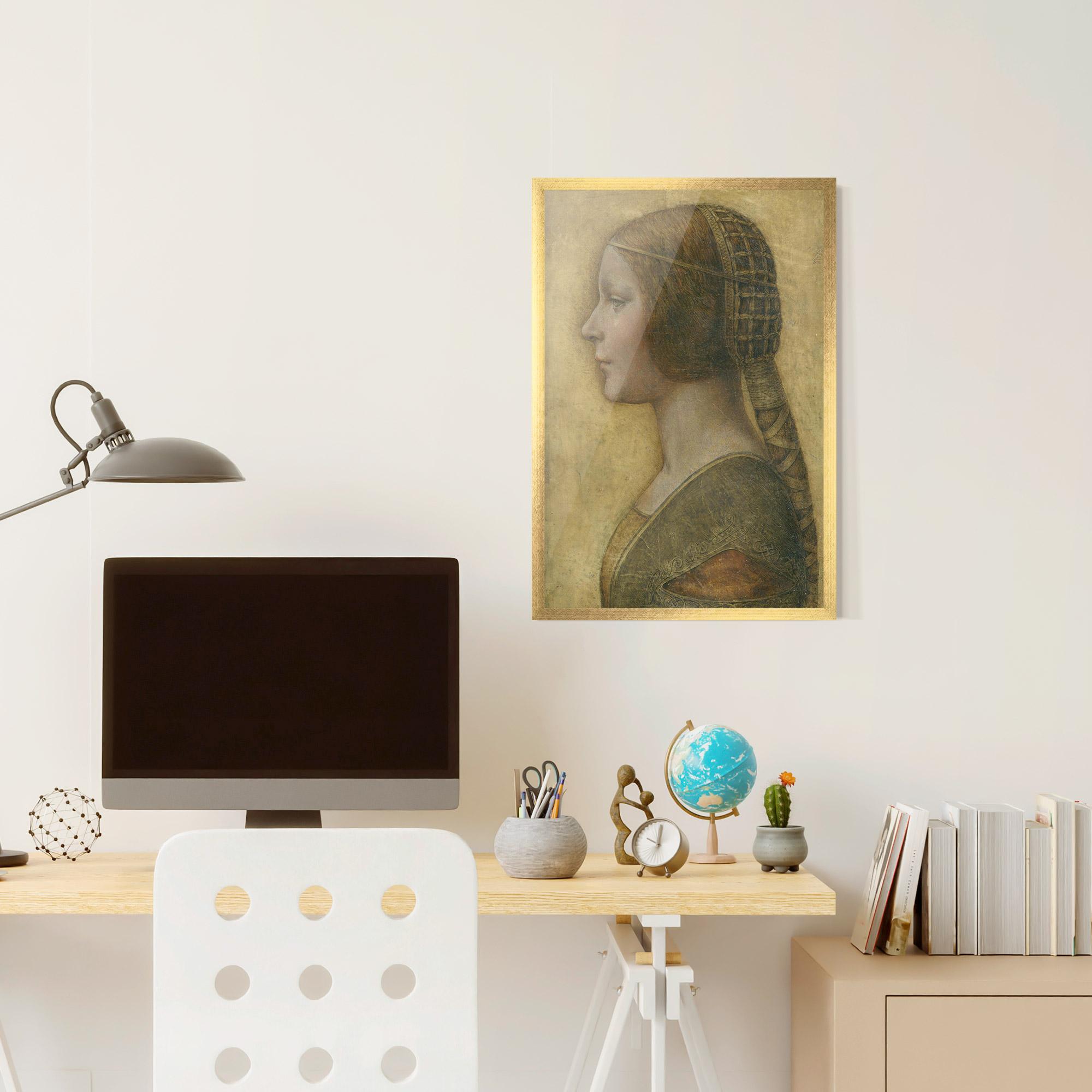 Keretezett Poszter Profile Of A Young Fiancee Da Vinci mockup 6