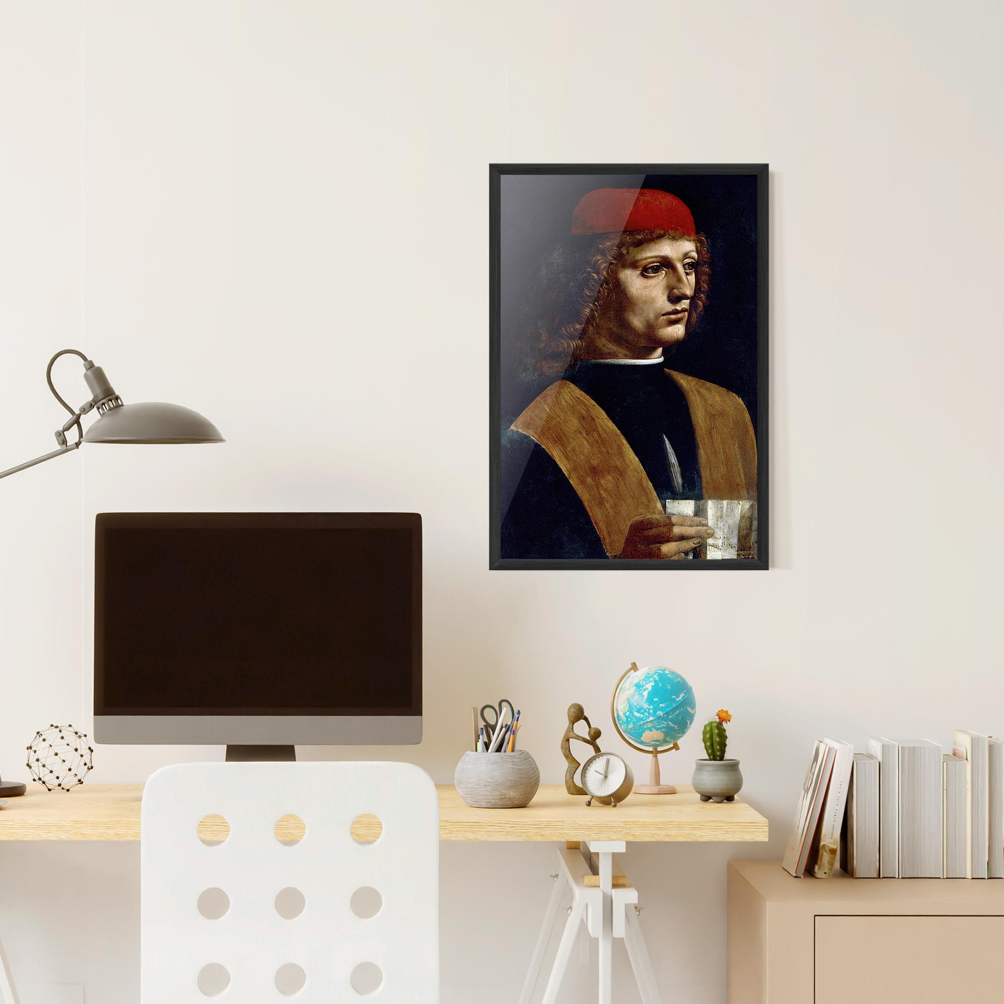 Keretezett Poszter Leonardo Da Vinci's The Portrait Of A Musician mockup 6