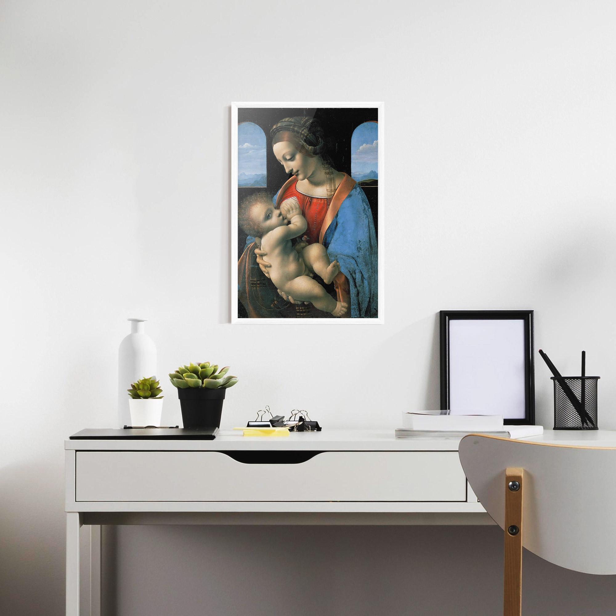 Keretezett Poszter Leonardo Da Vinci Attributed Madonna Litta mockup 7