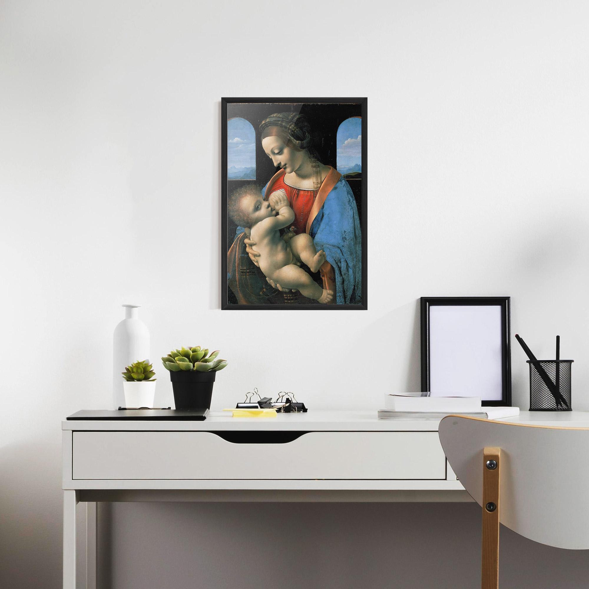 Keretezett Poszter Leonardo Da Vinci Attributed Madonna Litta mockup 7