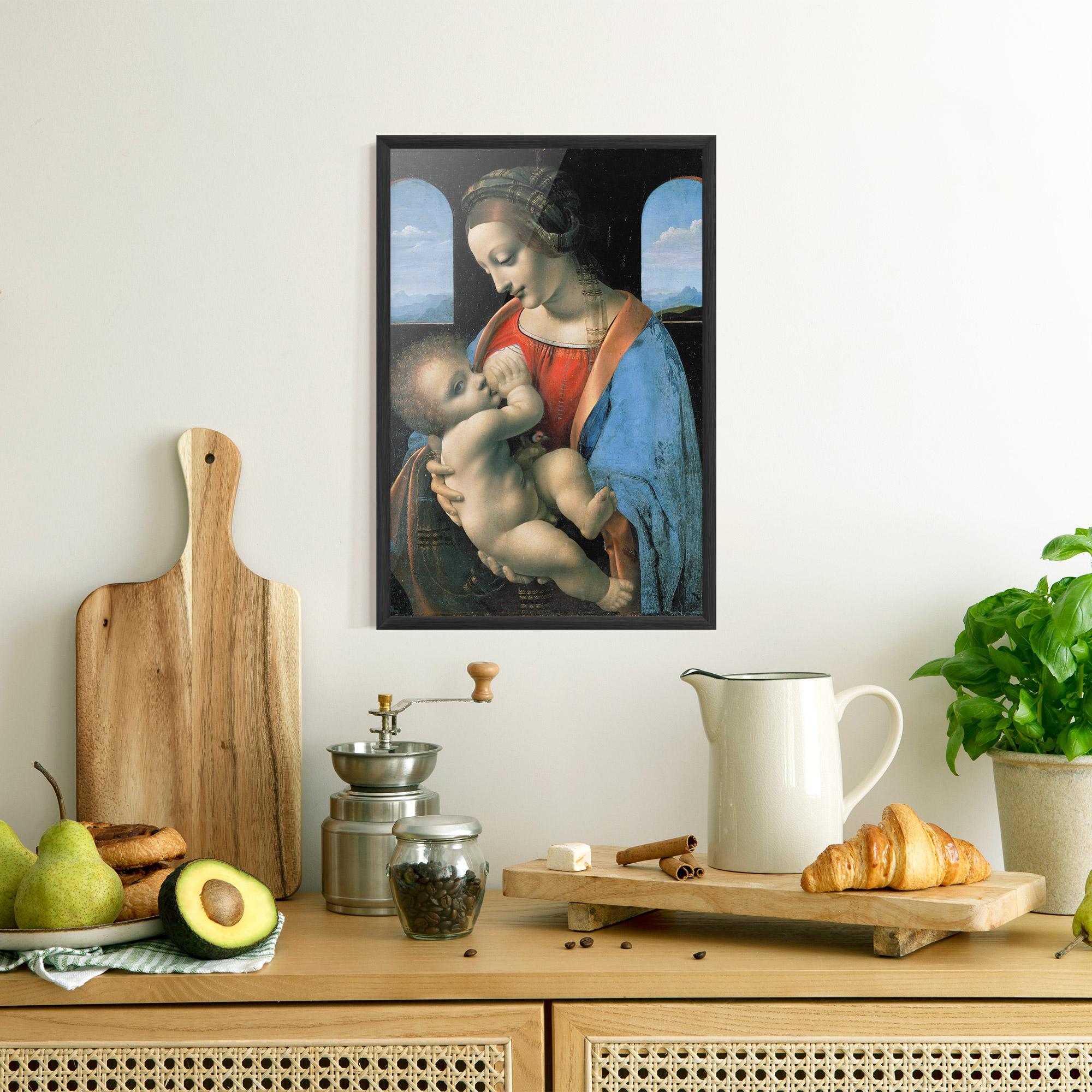 Keretezett Poszter Leonardo Da Vinci Attributed Madonna Litta mockup 8