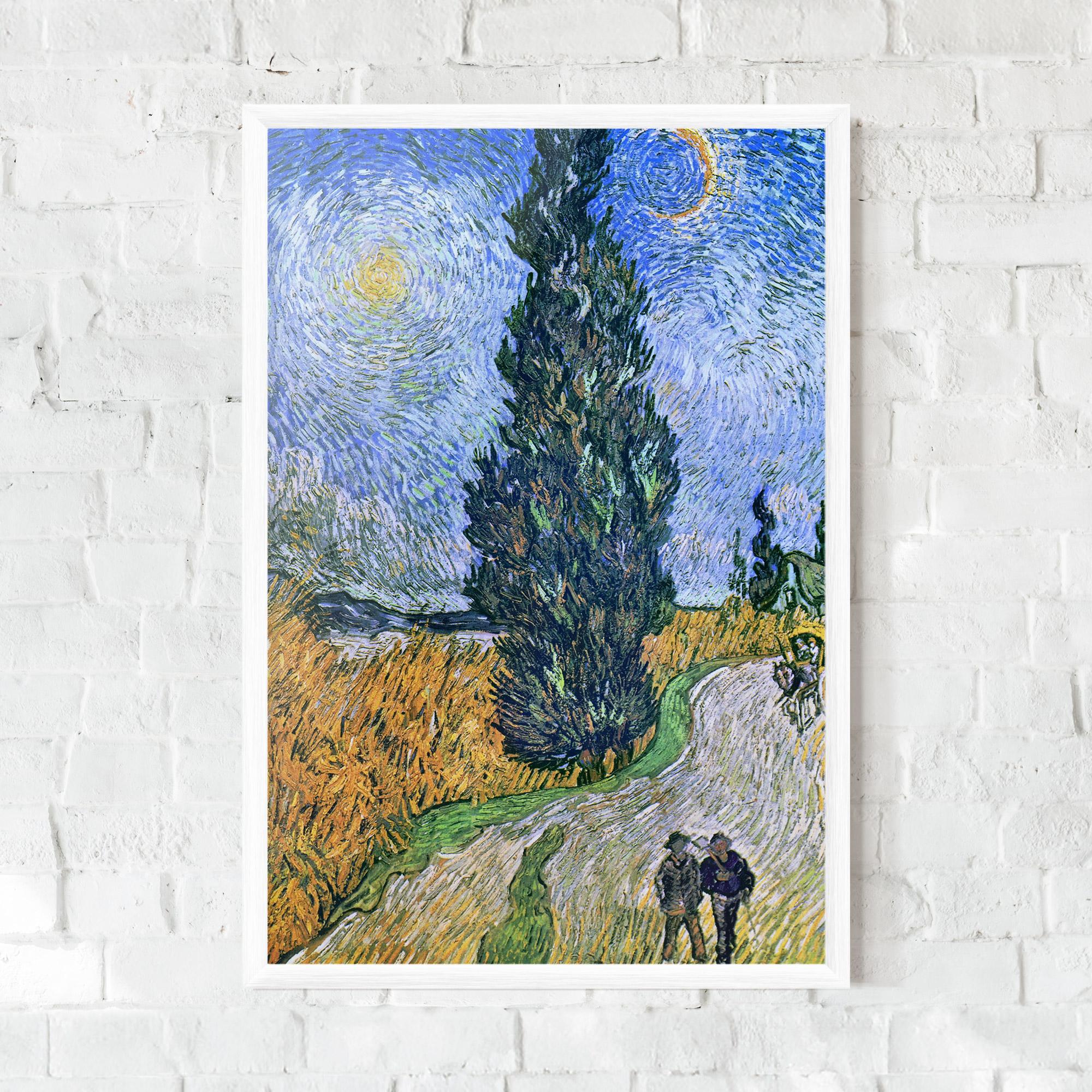 Keretezett Poszter Road With Cypress mockup 0