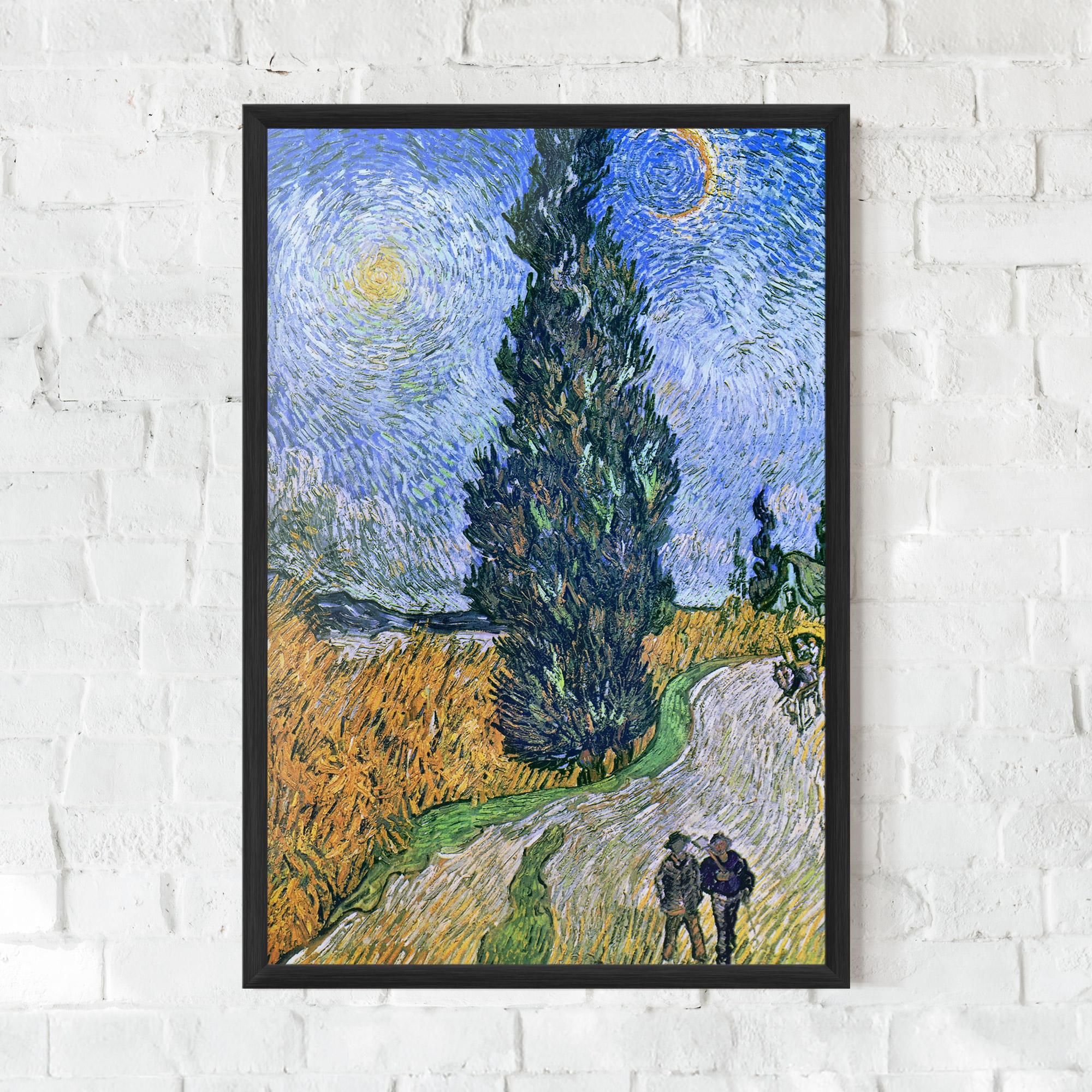 Keretezett Poszter Road With Cypress mockup 0