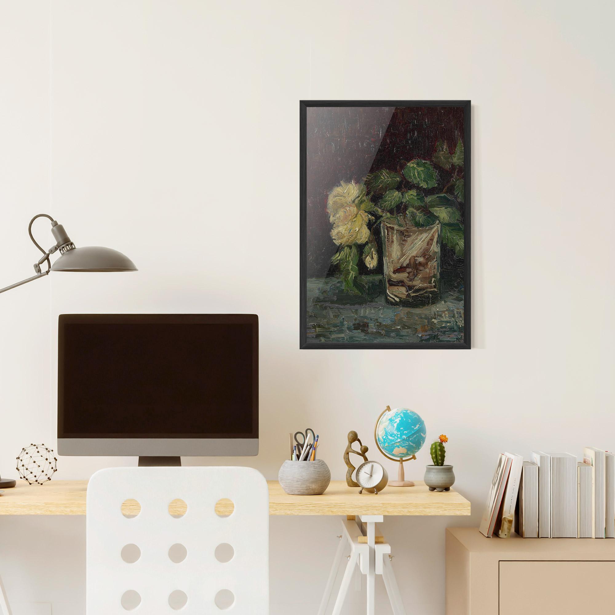 Keretezett Poszter Glas Met Gele Rozen mockup 6