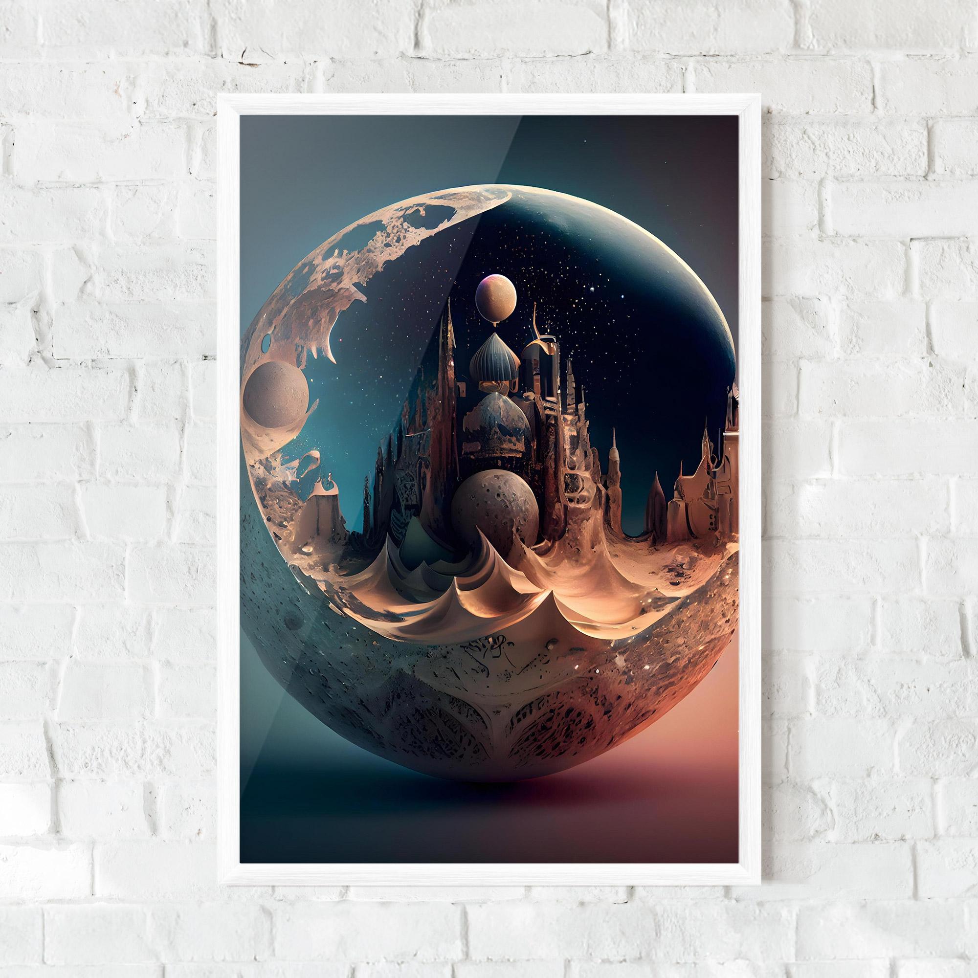 Keretezett Poszter Fantasy Planet Castle mockup 0