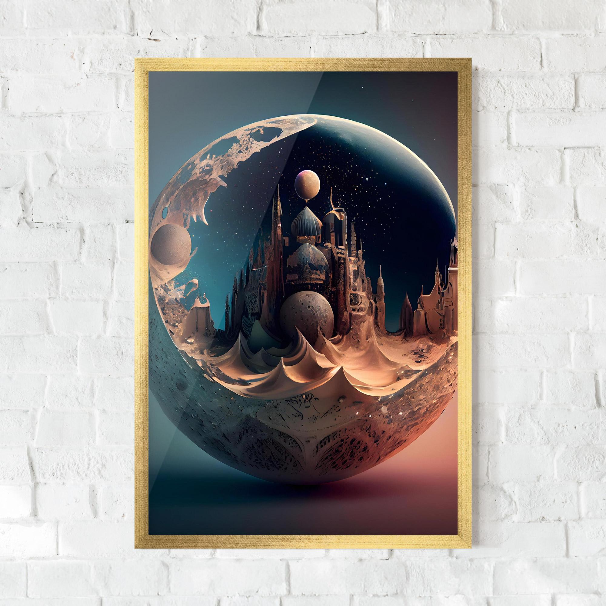 Keretezett Poszter Fantasy Planet Castle mockup 0