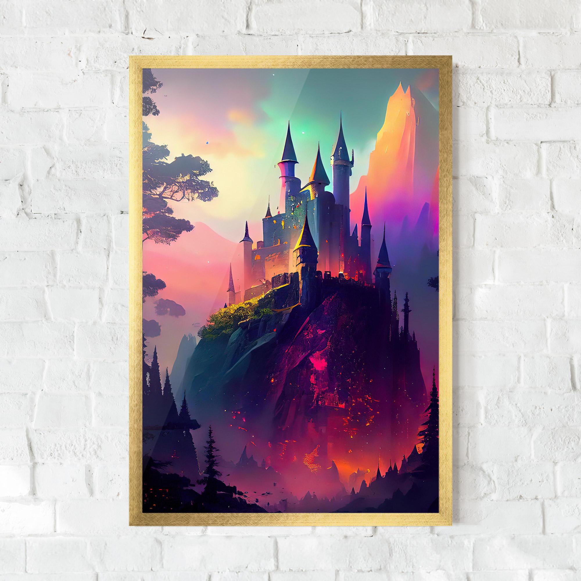 Keretezett Poszter Purple Orange Castle mockup 0