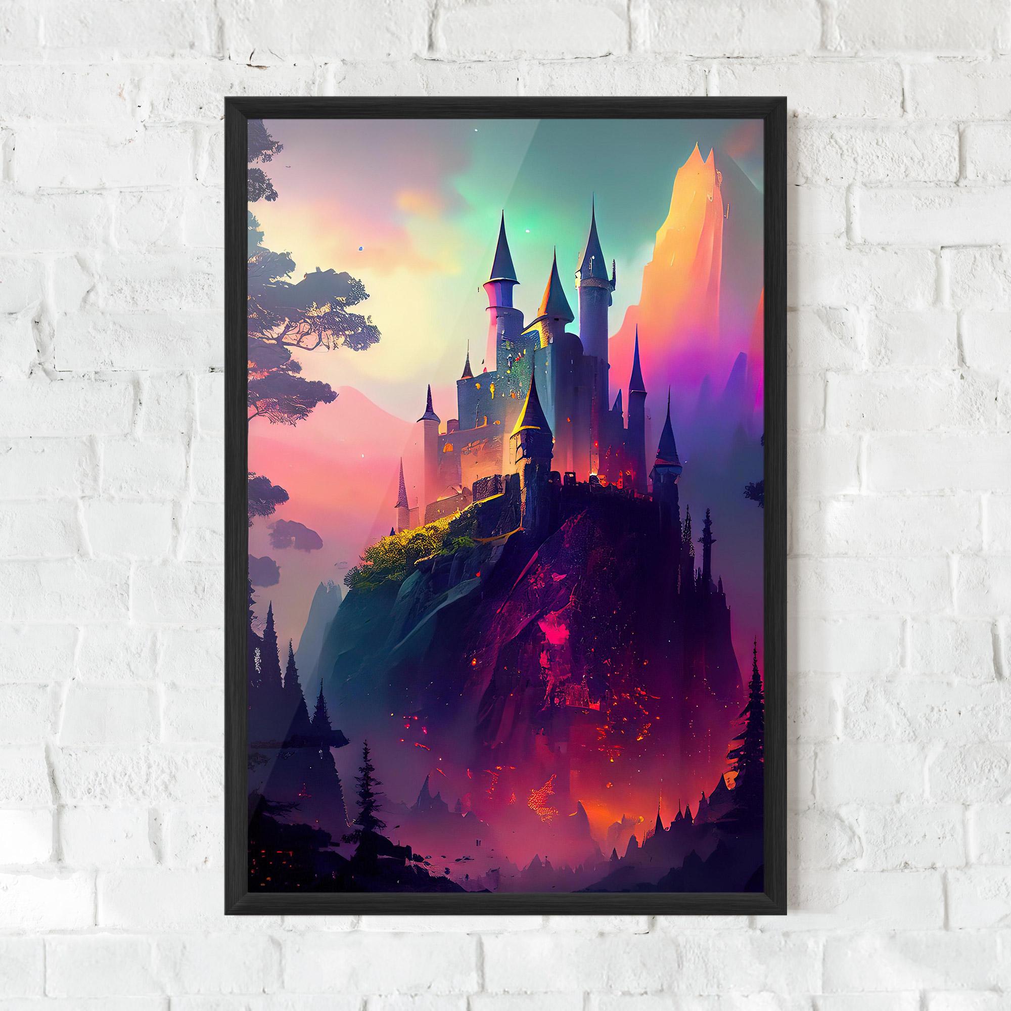 Keretezett Poszter Purple Orange Castle mockup 0