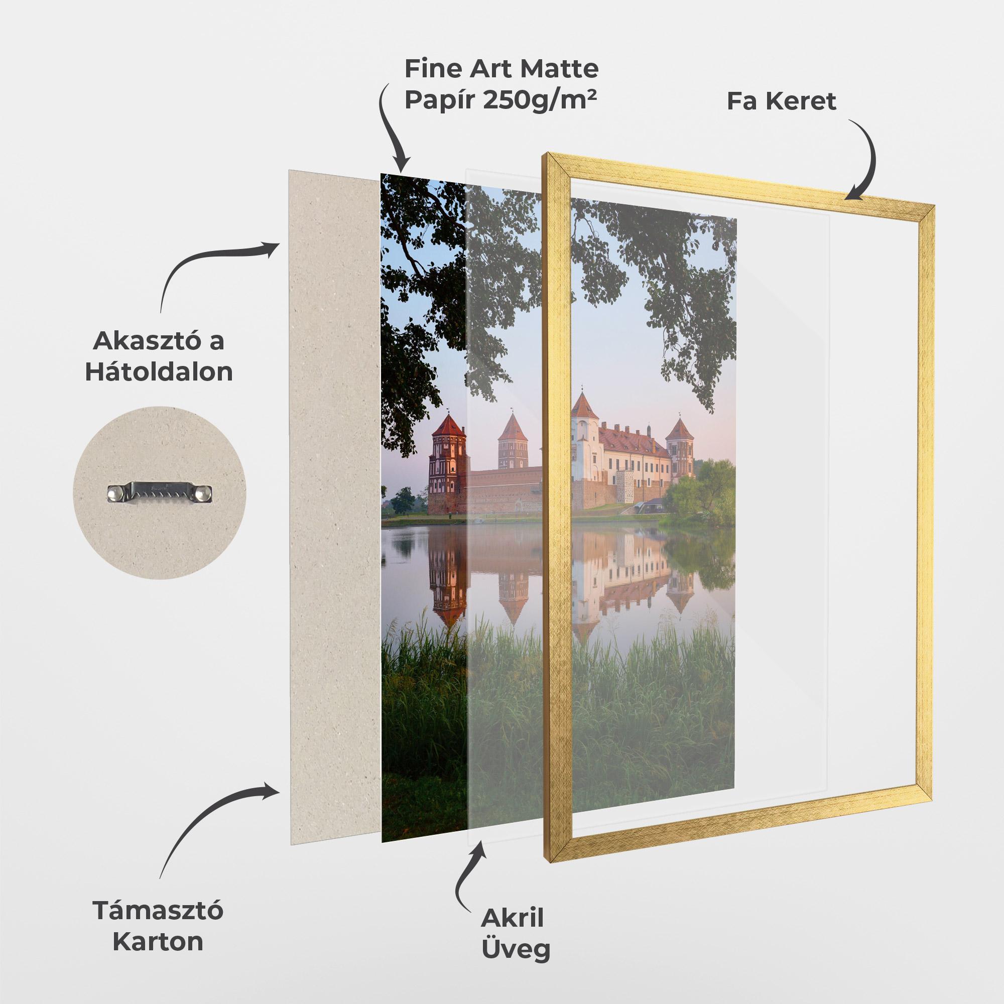 Keretezett Poszter Ancient Castle Morning mockup 1