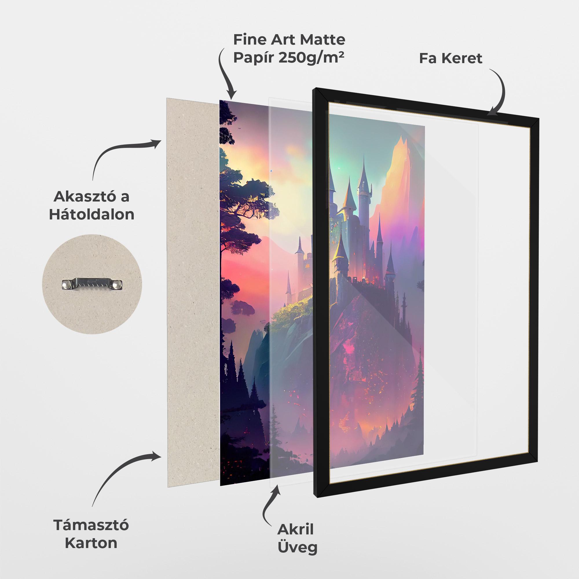 Keretezett Poszter Purple Orange Castle mockup 1