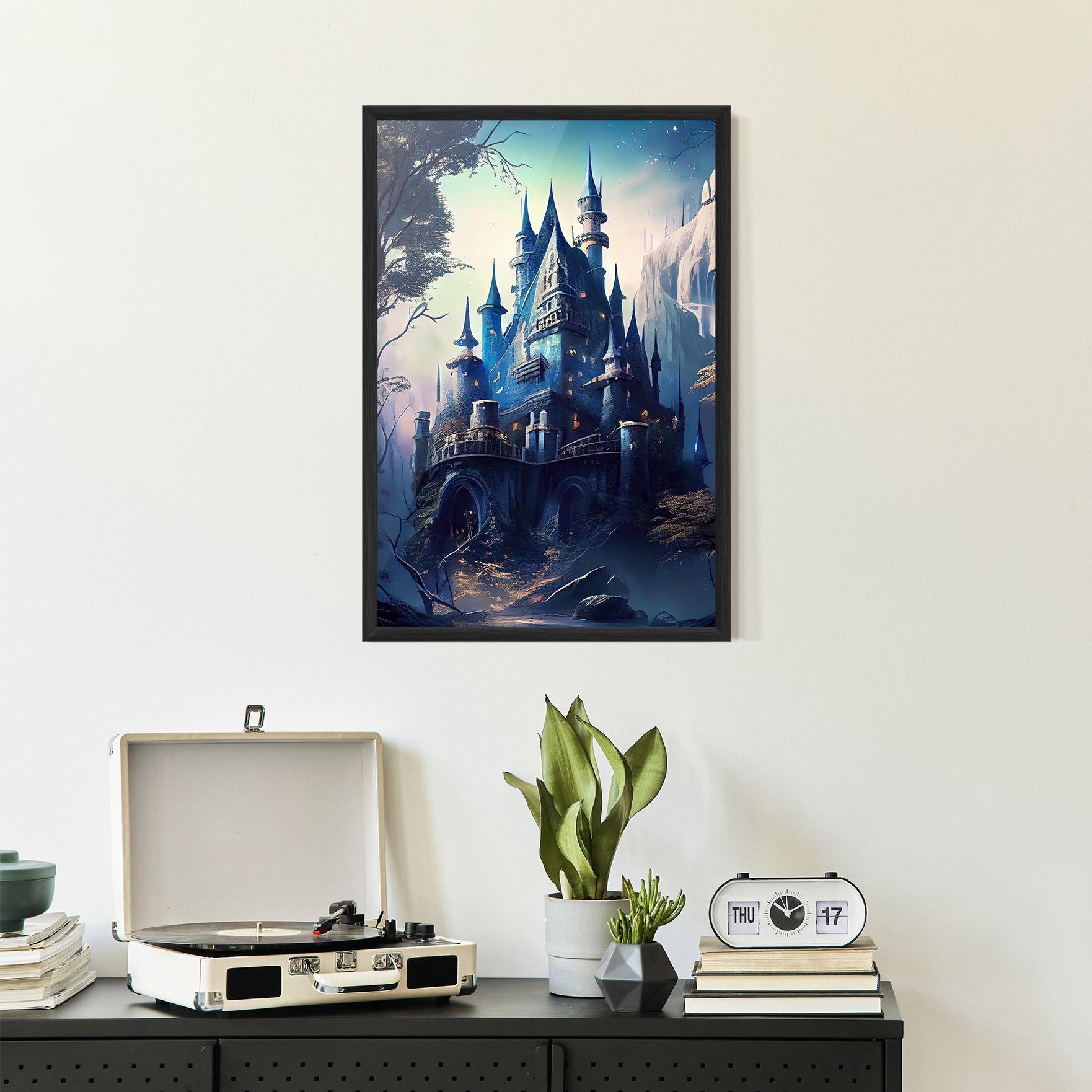 Keretezett Poszter Blue Art Castle mockup 2