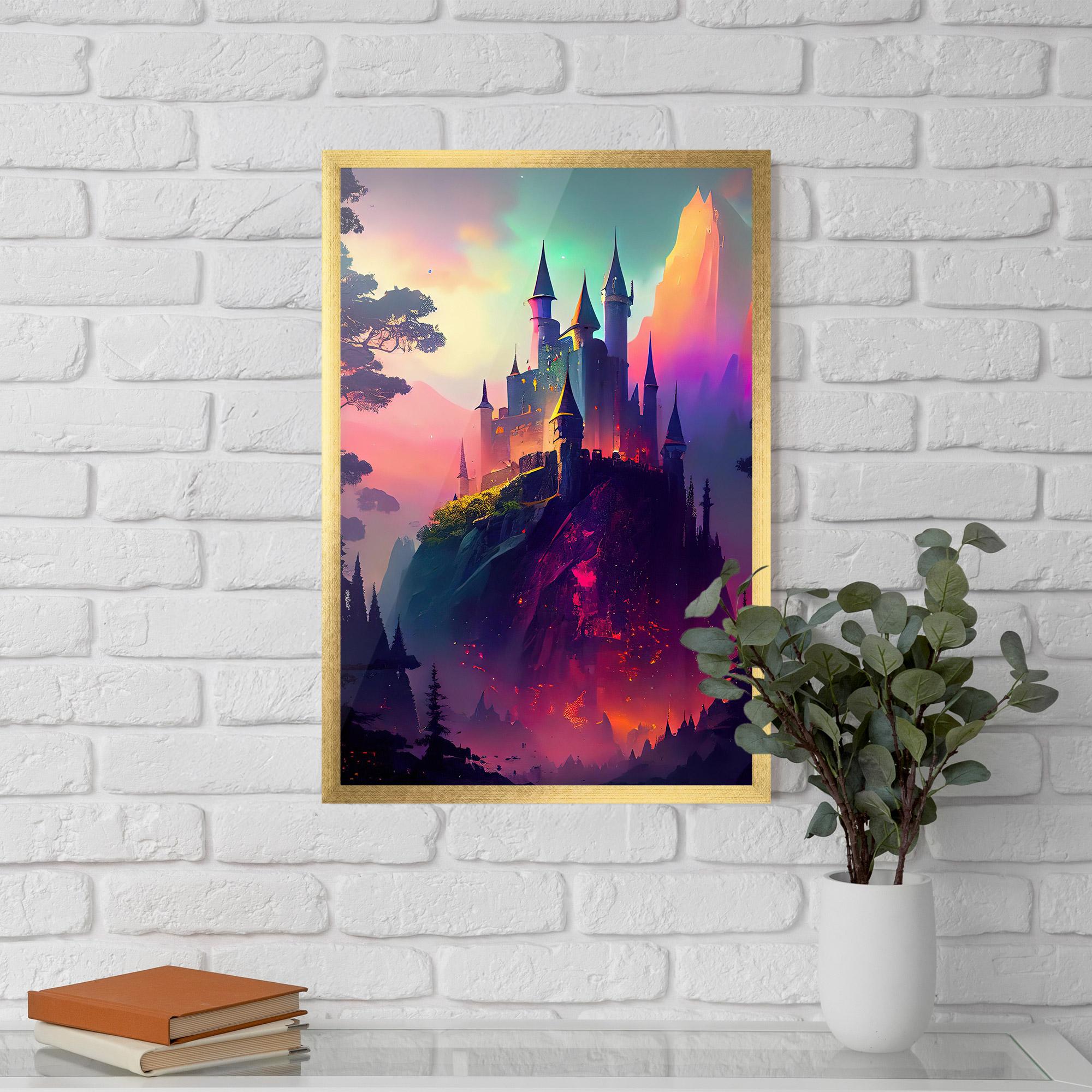 Keretezett Poszter Purple Orange Castle mockup 5