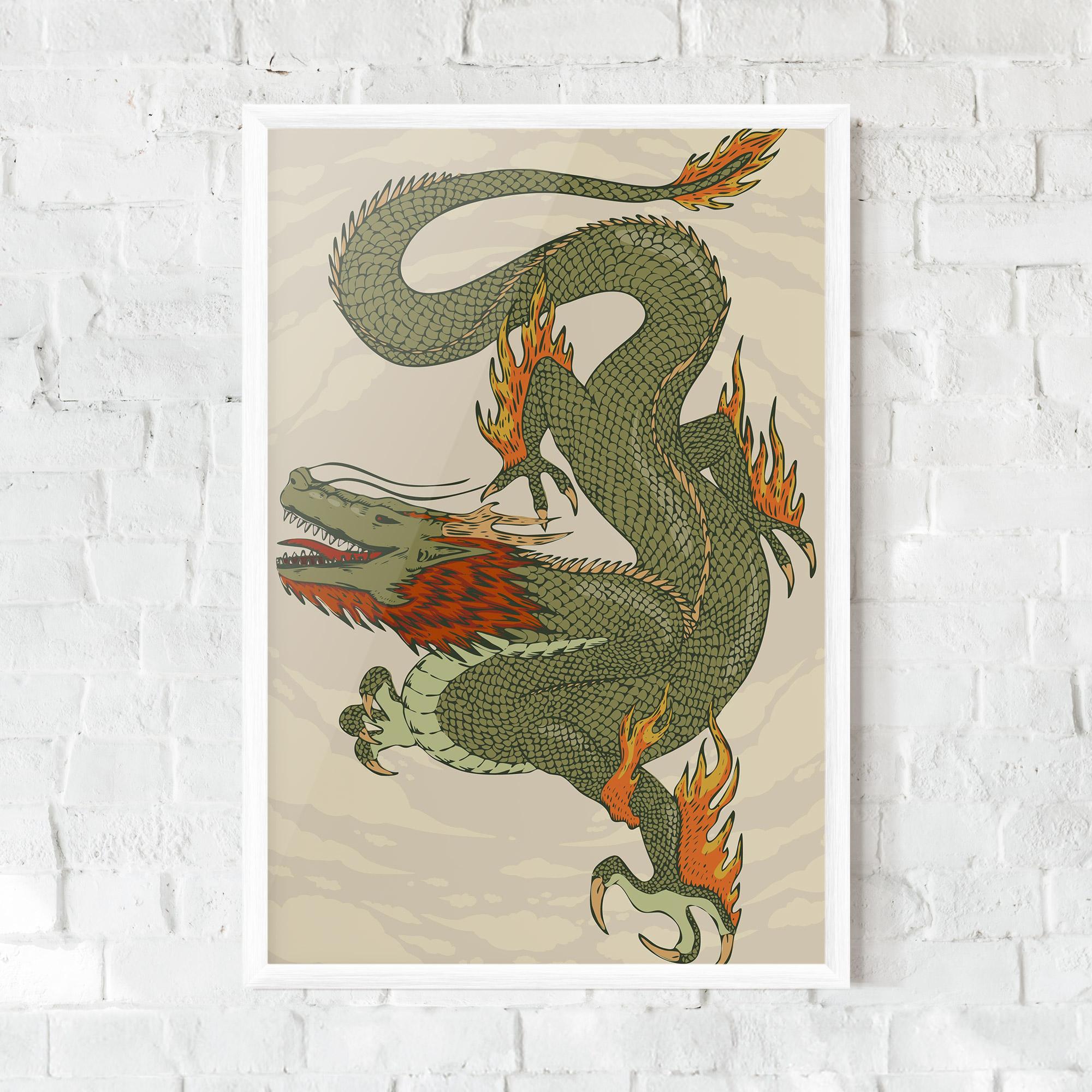 Keretezett Poszter Chinese Dragon Green mockup 0