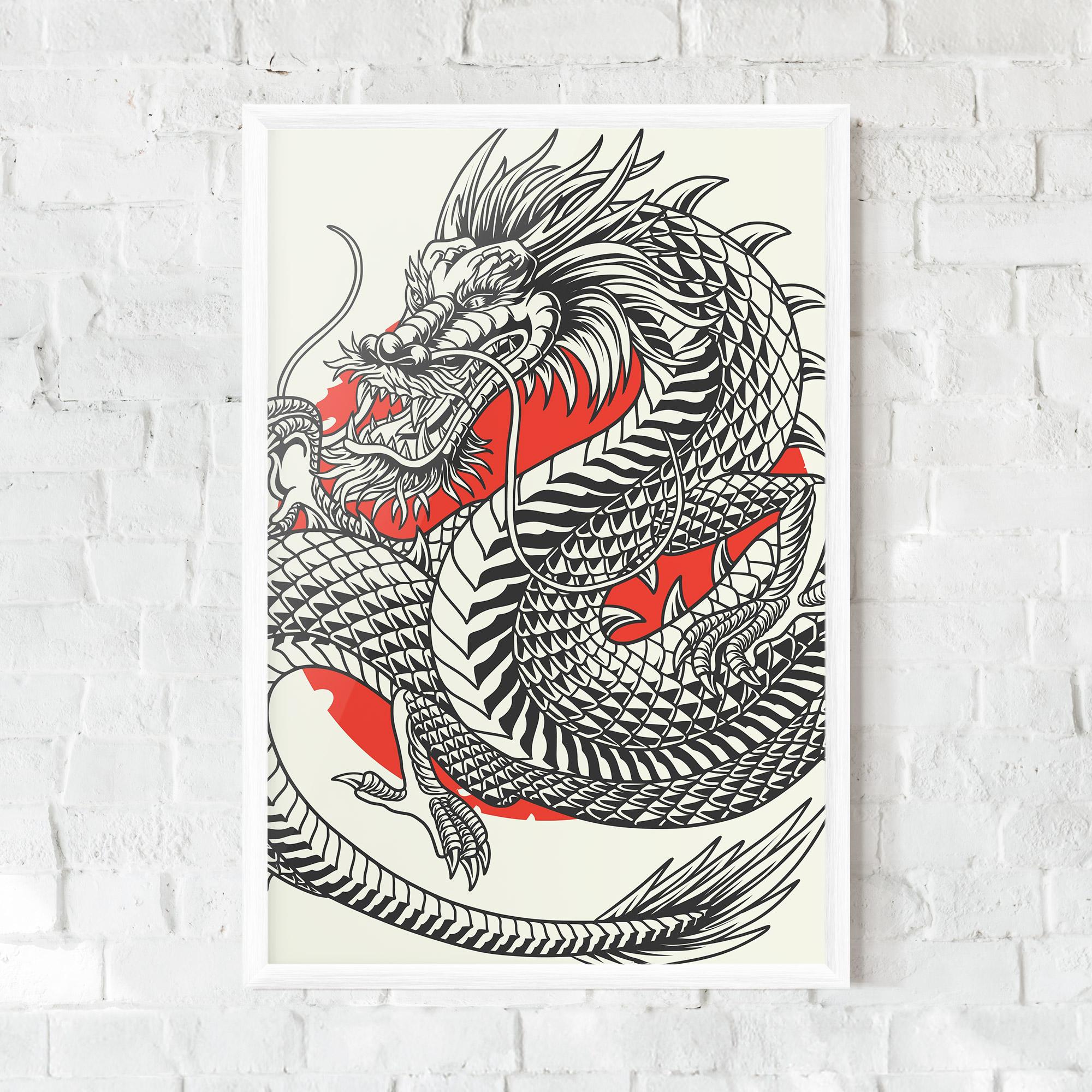 Keretezett Poszter Cream Grey Dragon mockup 0