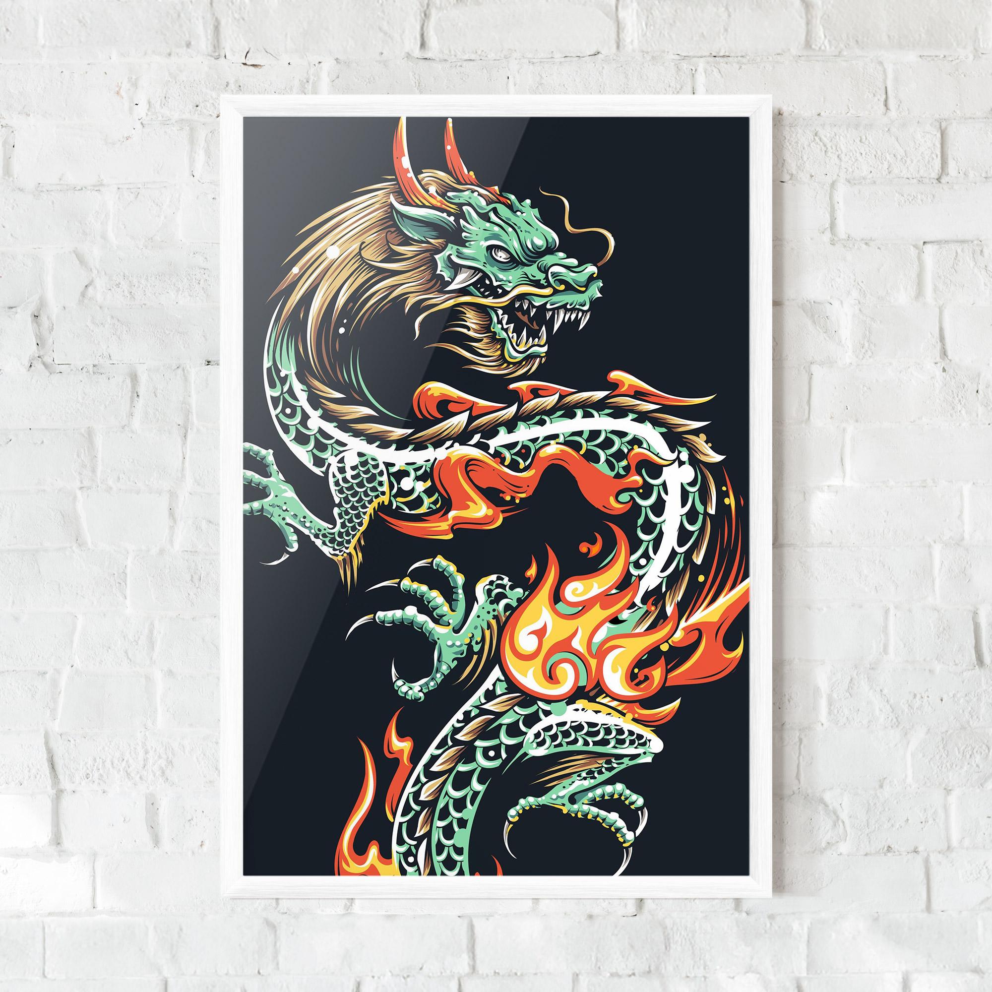 Keretezett Poszter Dragon Green mockup 0