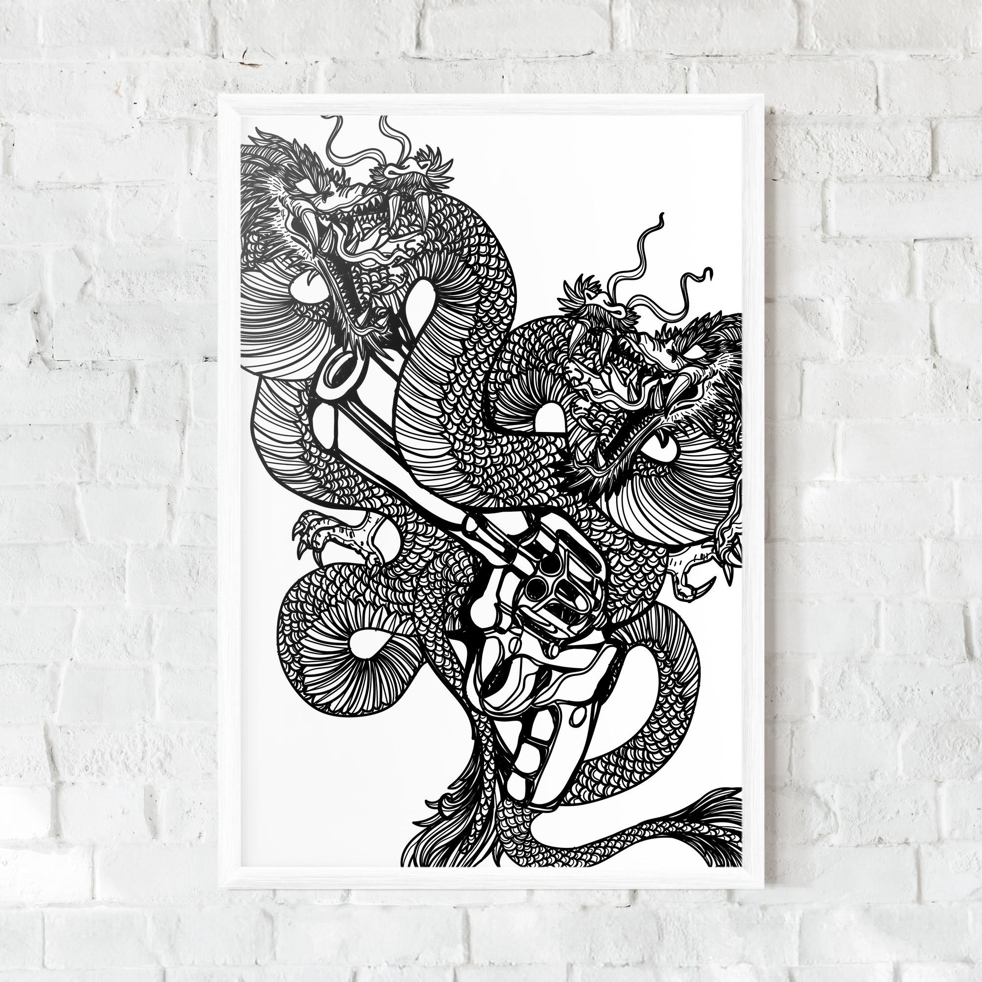 Keretezett Poszter Dragon Gun mockup 0