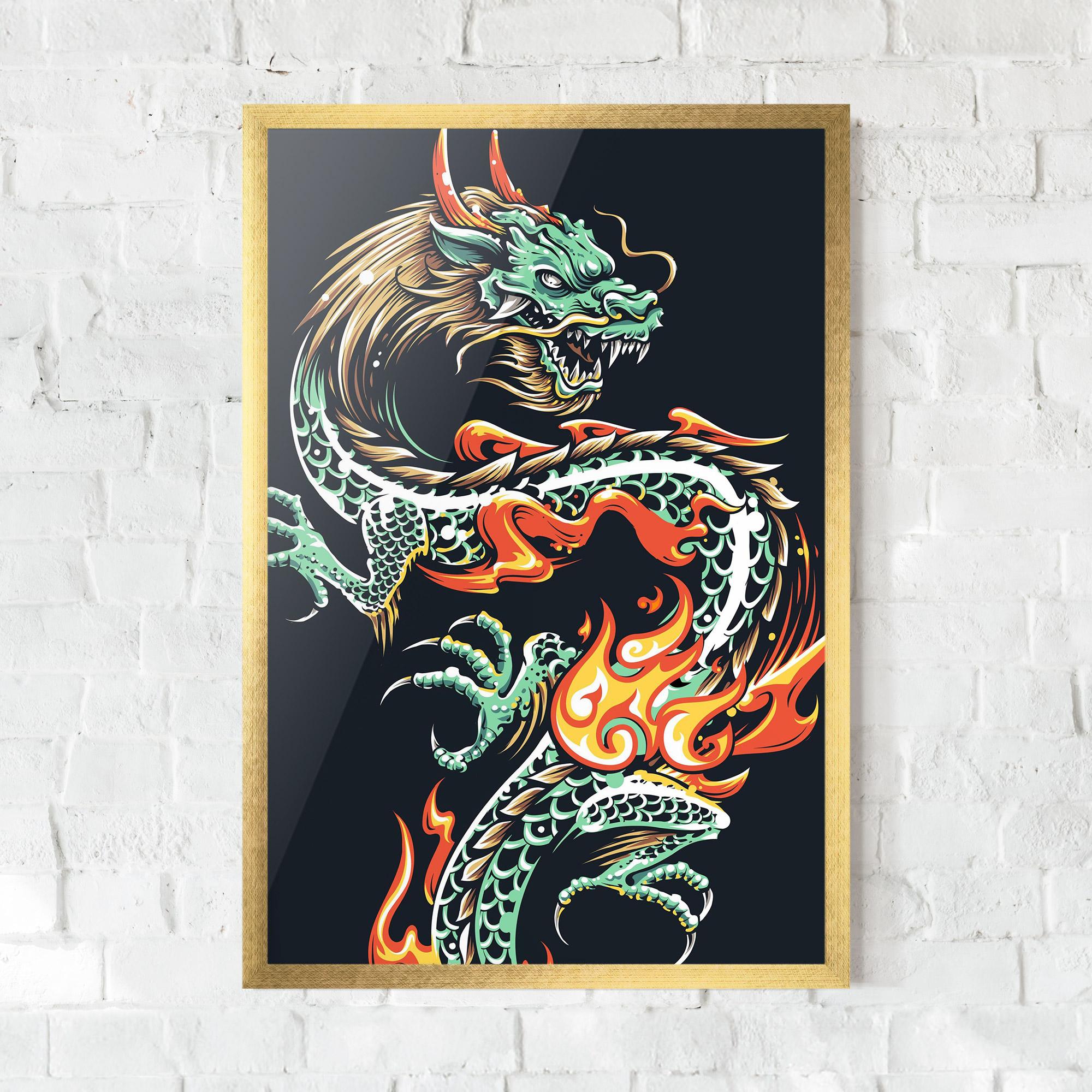 Keretezett Poszter Dragon Green mockup 0