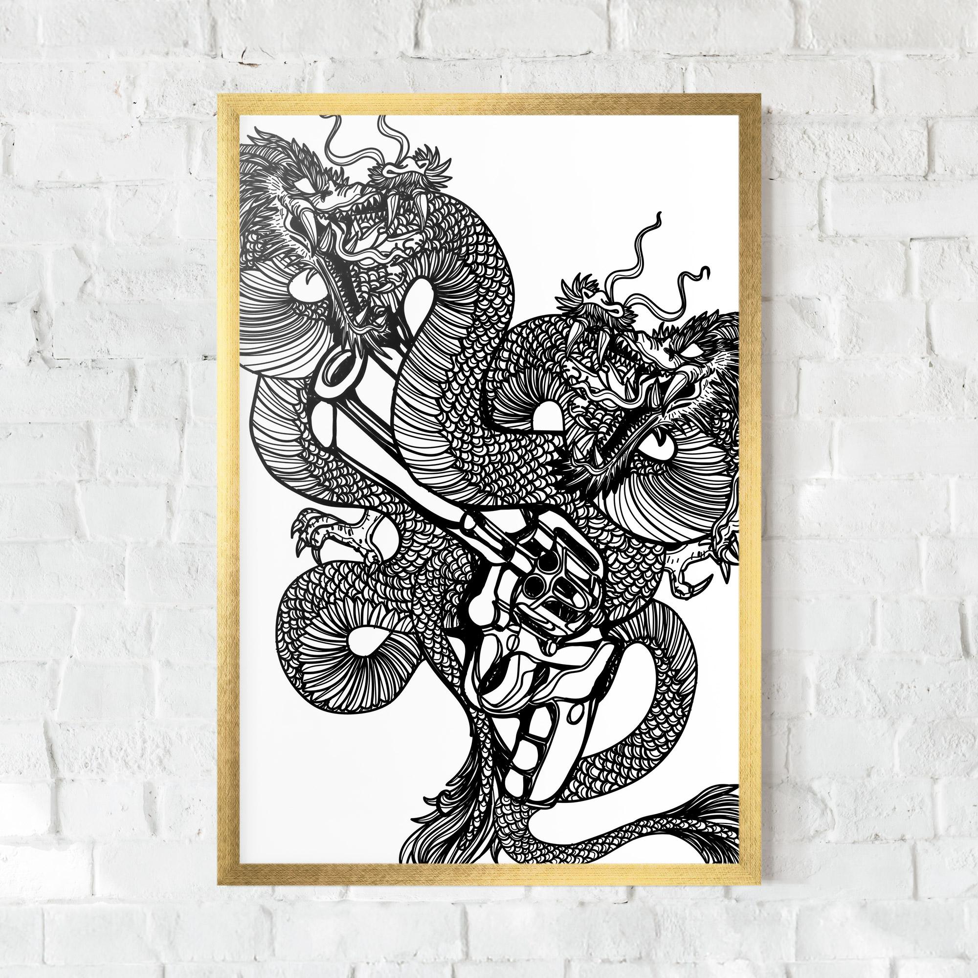 Keretezett Poszter Dragon Gun mockup 0