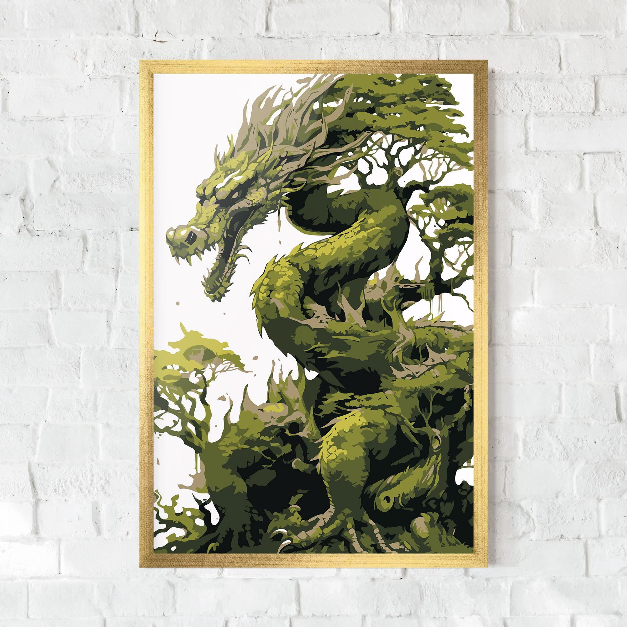 Keretezett Poszter Green Nature Dragon mockup 0