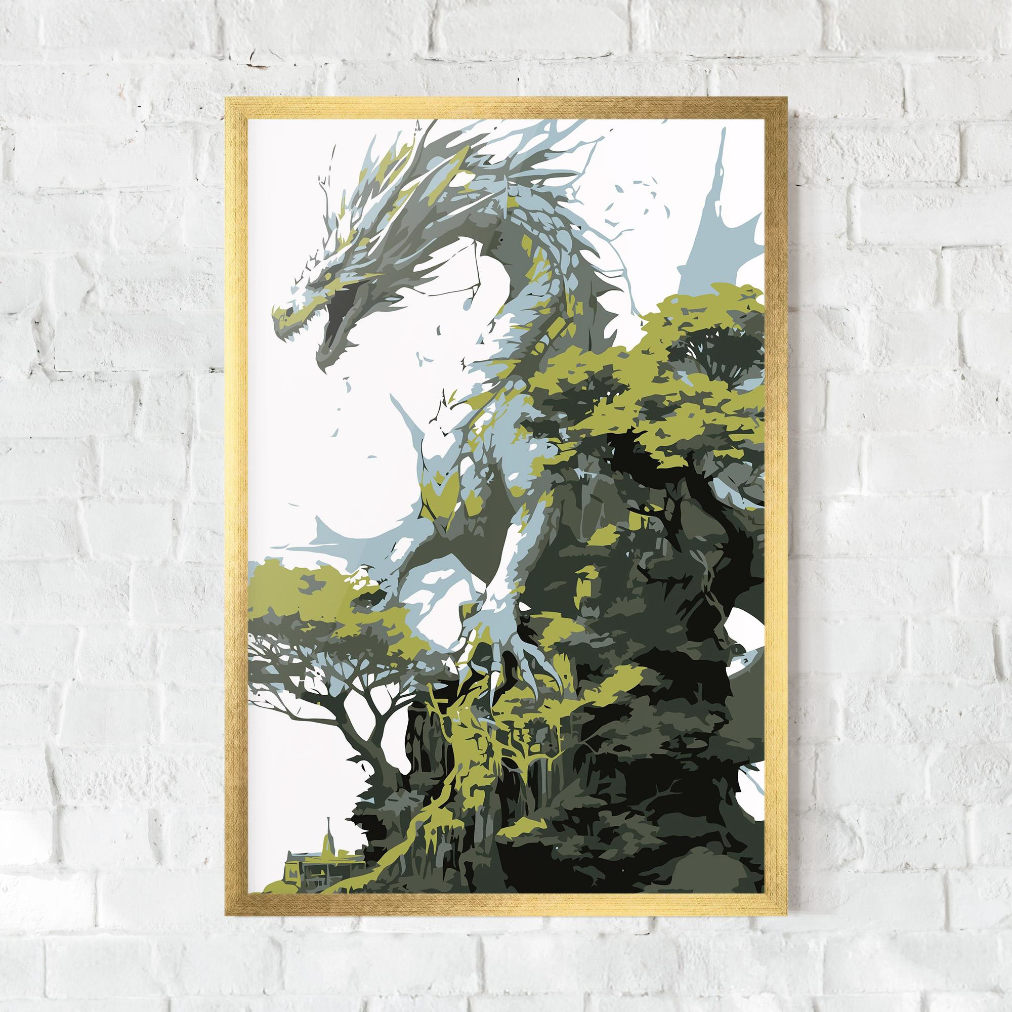 Keretezett Poszter Grey Nature Dragon mockup 0