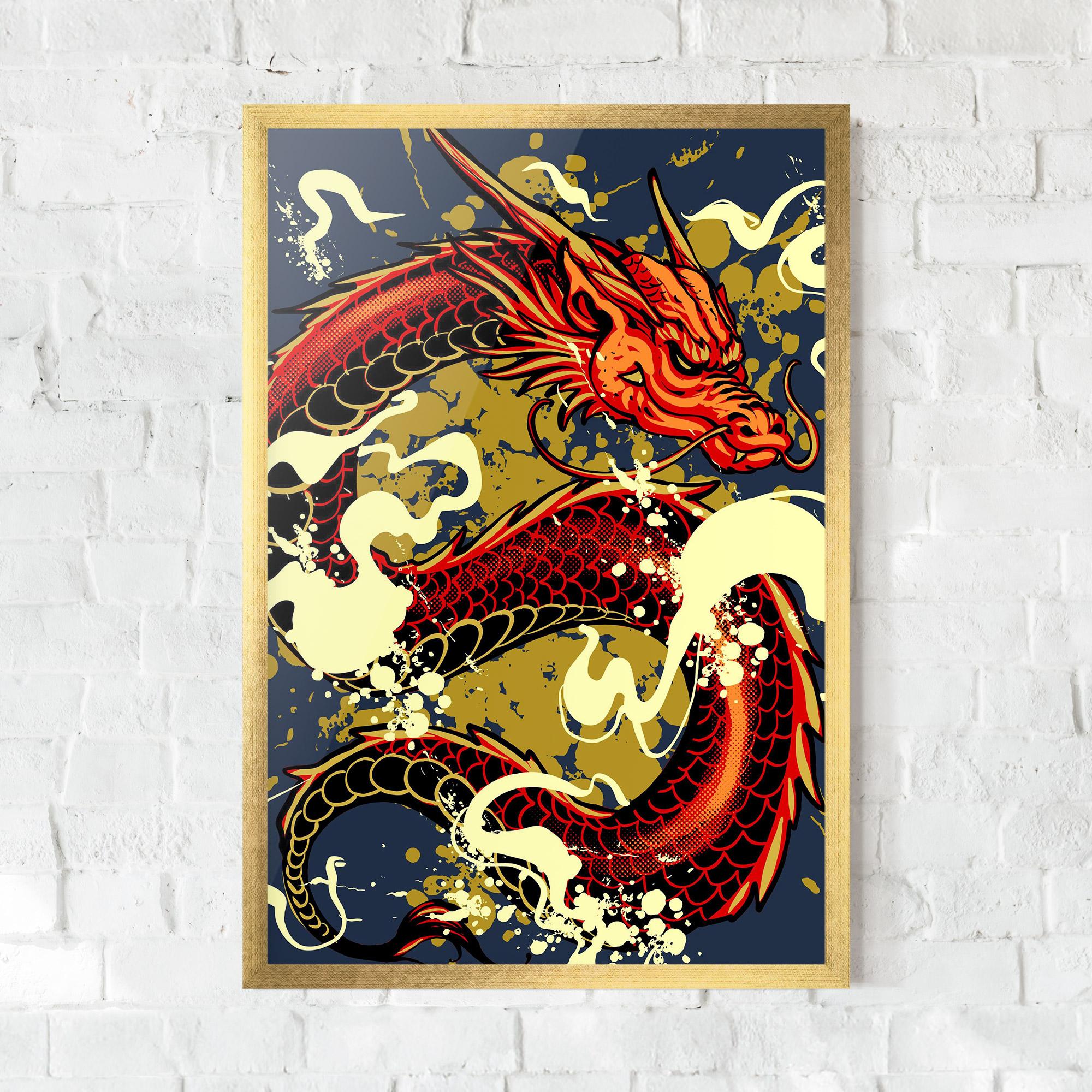 Keretezett Poszter Red Cream Dragon mockup 0