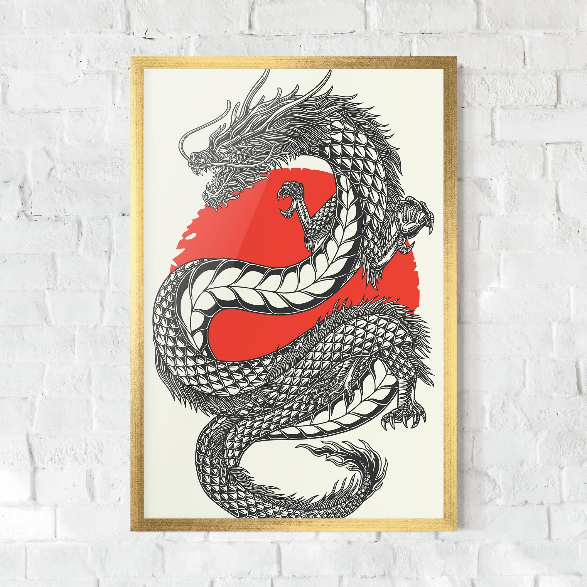 Keretezett Poszter Red Moon Dragon mockup 0
