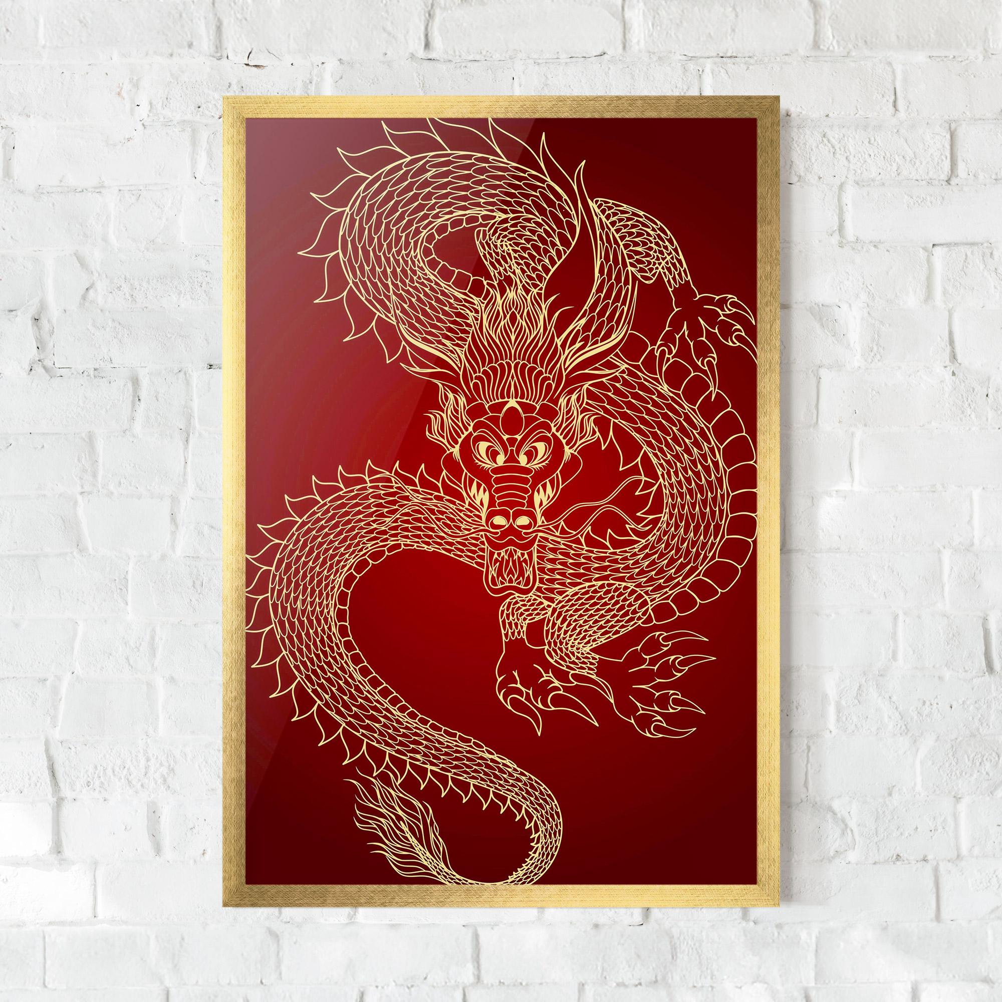 Keretezett Poszter Traditional Dragon mockup 0