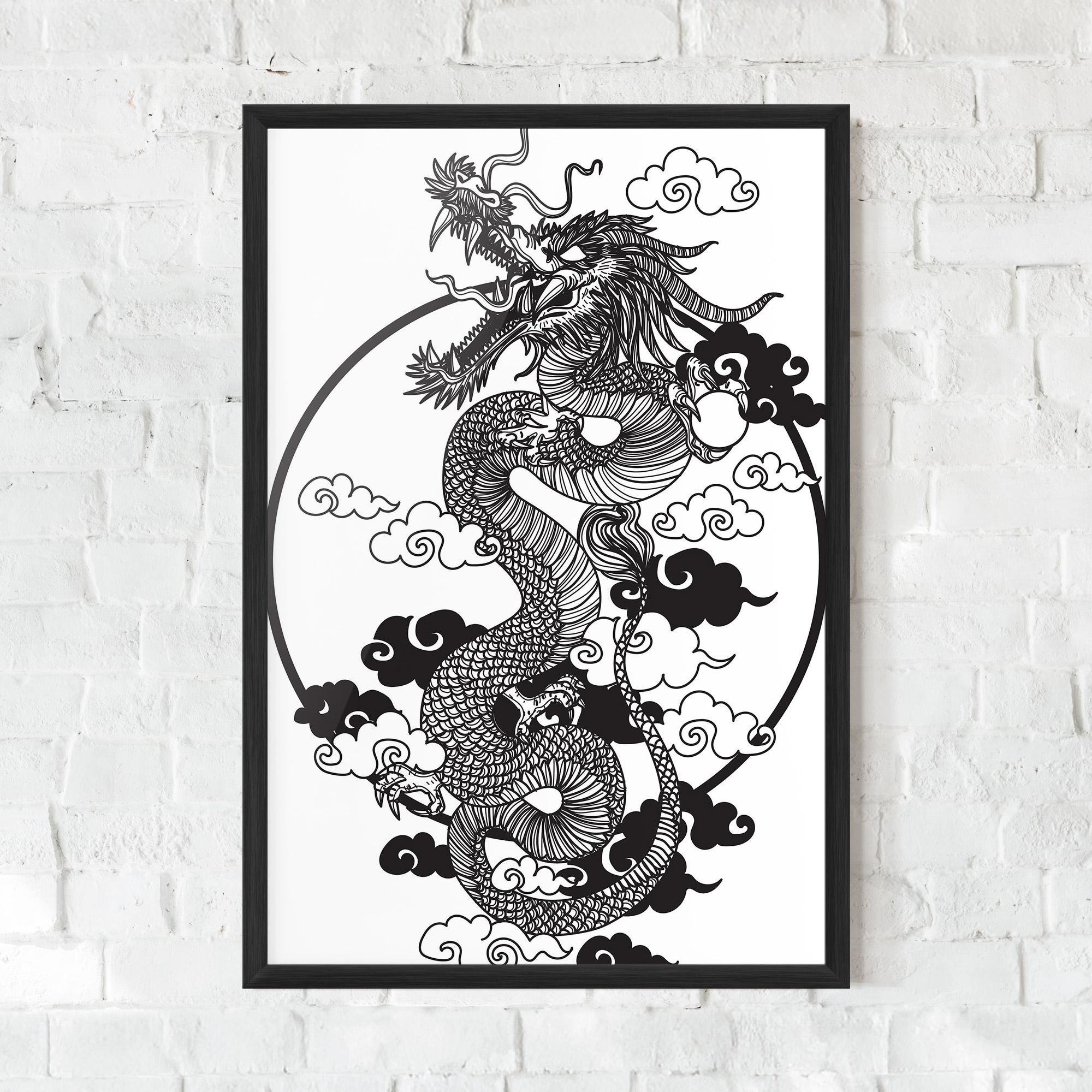 Keretezett Poszter Dragon Circle 01 mockup 0