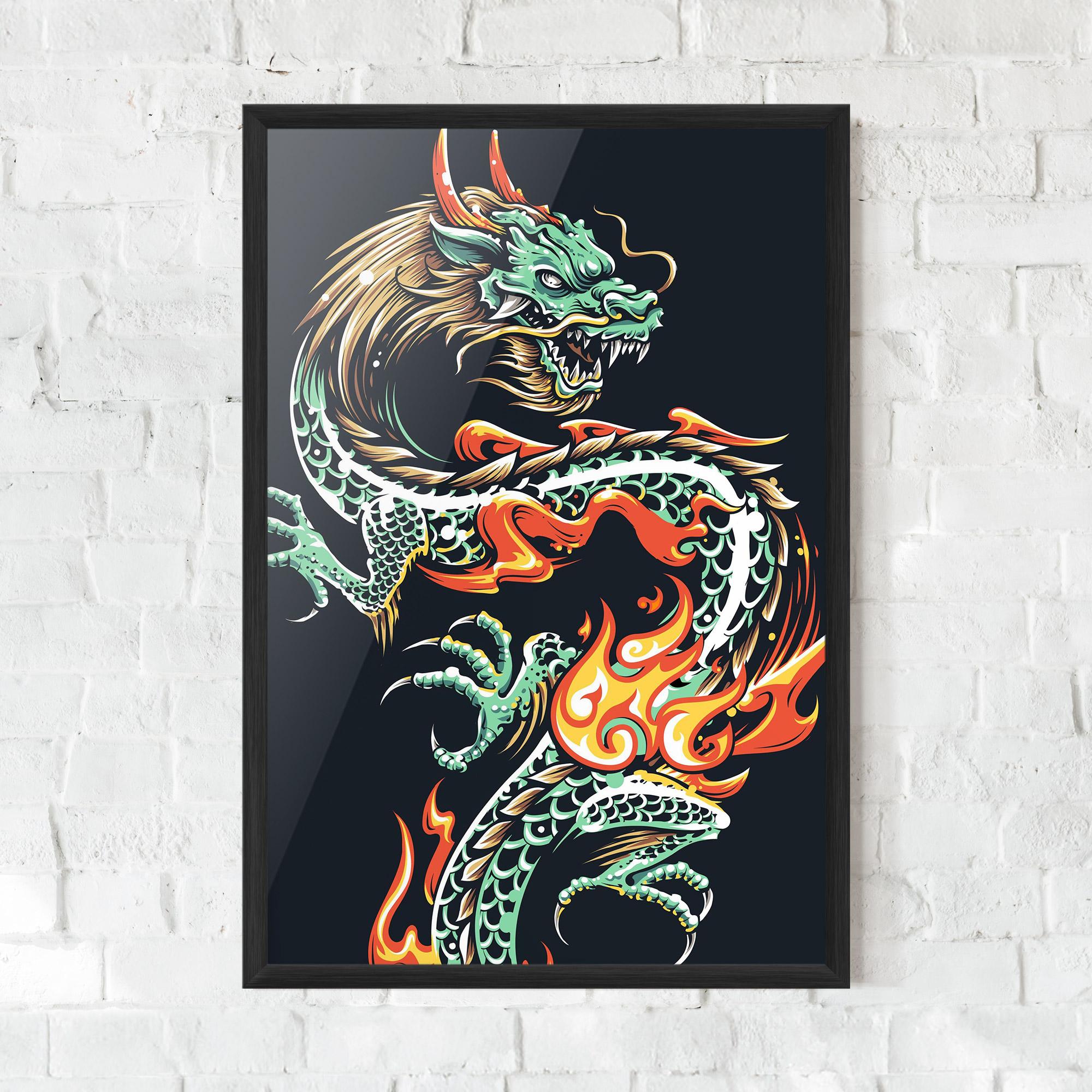 Keretezett Poszter Dragon Green mockup 0