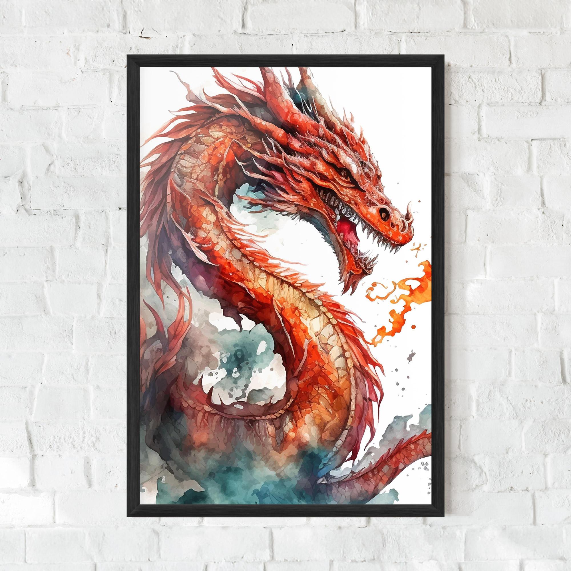 Keretezett Poszter Fire Dragon mockup 0