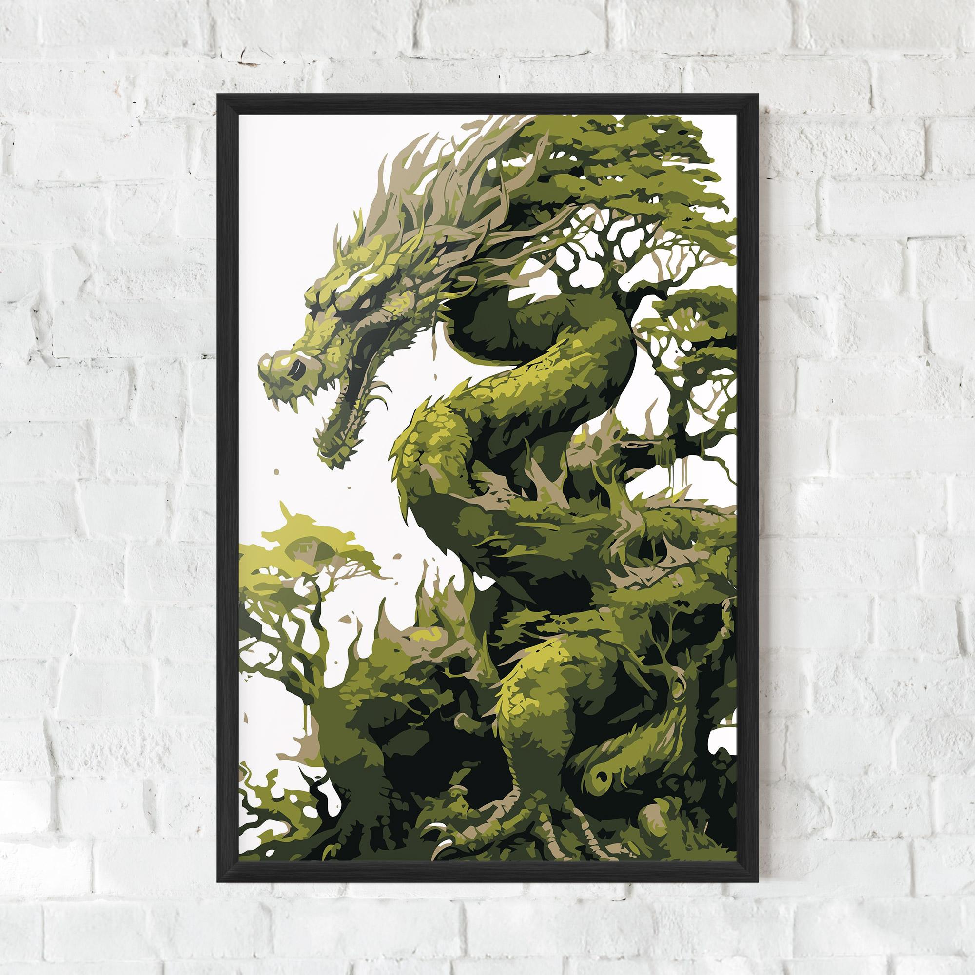 Keretezett Poszter Green Nature Dragon mockup 0