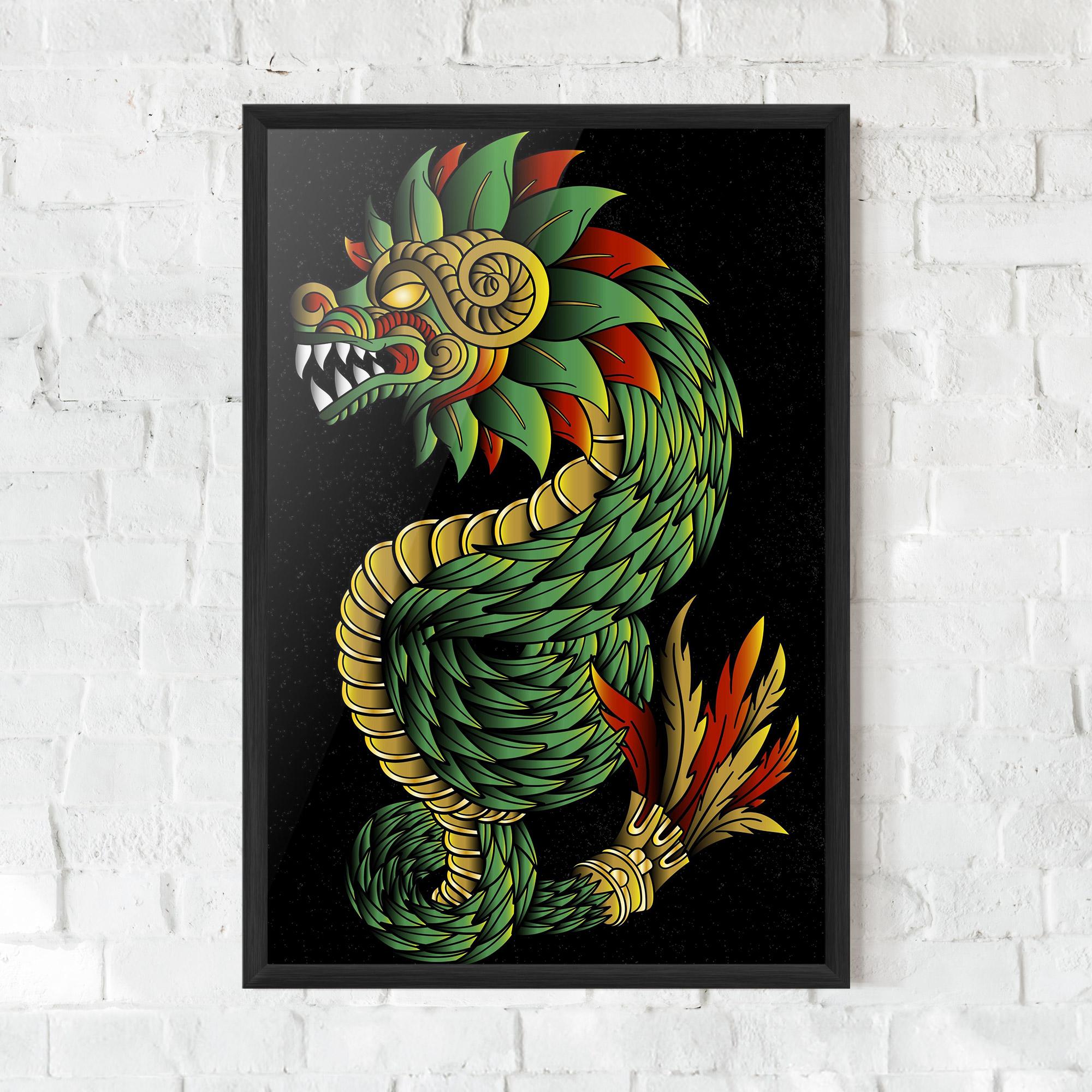 Keretezett Poszter Green Yellow Dragon mockup 0