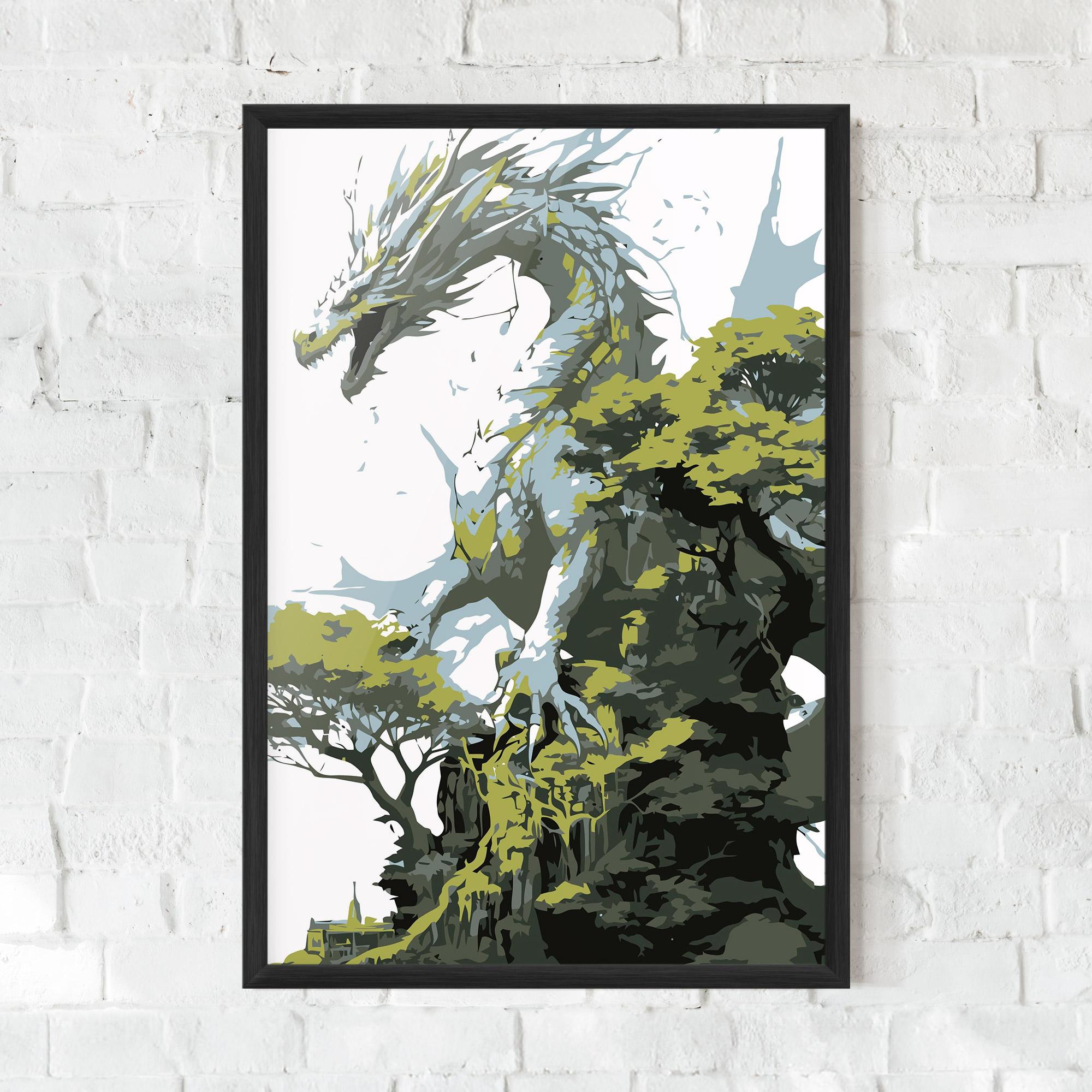 Keretezett Poszter Grey Nature Dragon mockup 0