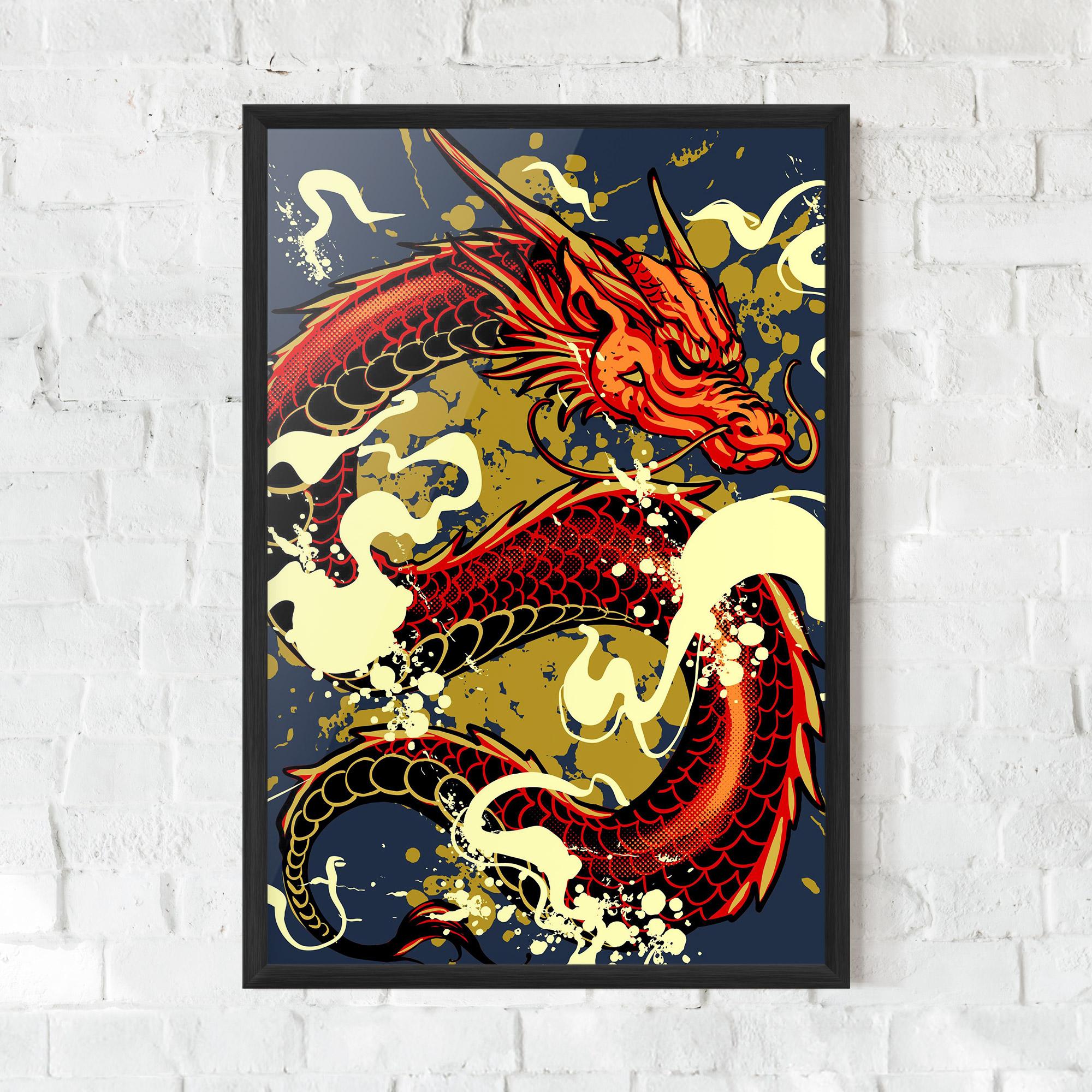 Keretezett Poszter Red Cream Dragon mockup 0
