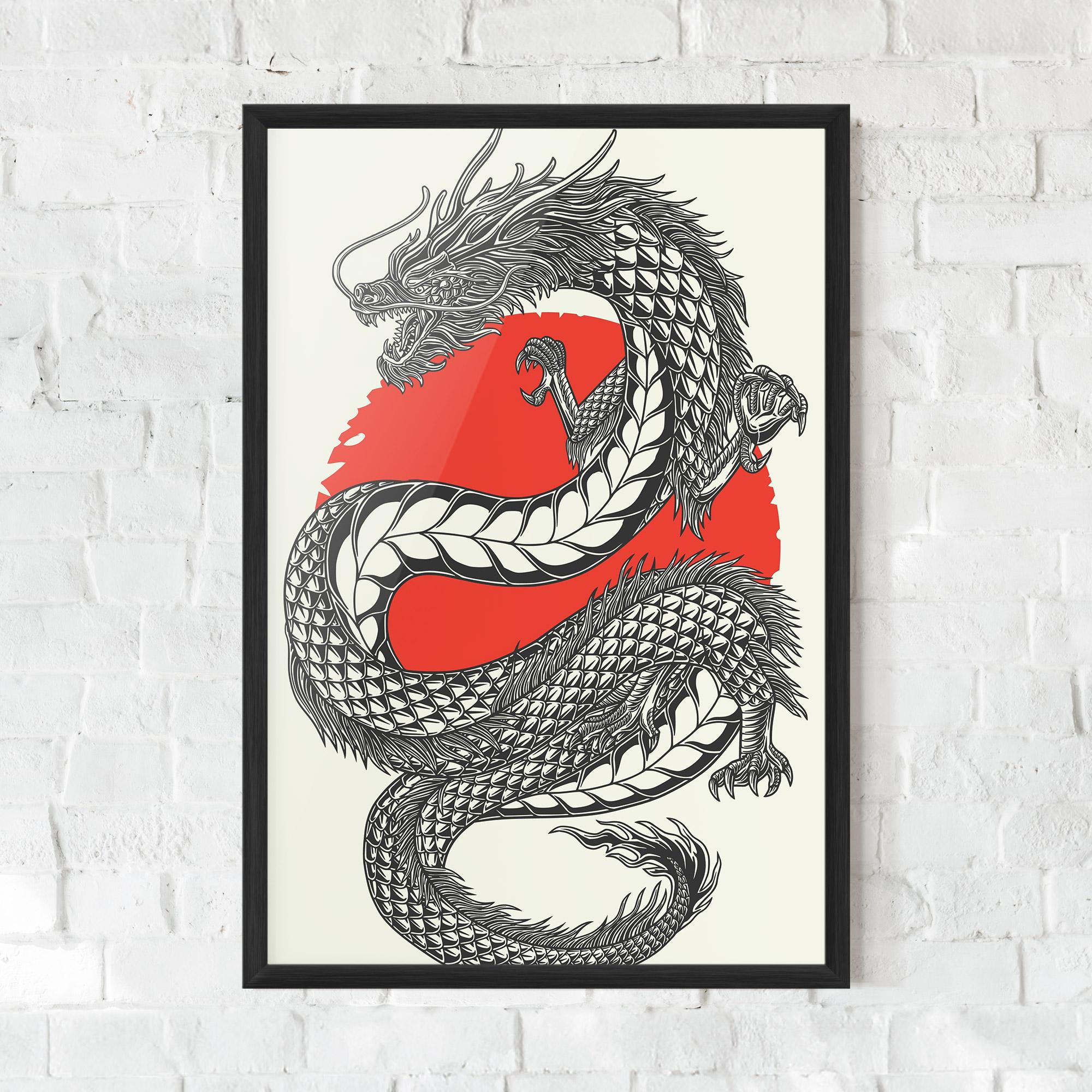 Keretezett Poszter Red Moon Dragon mockup 0
