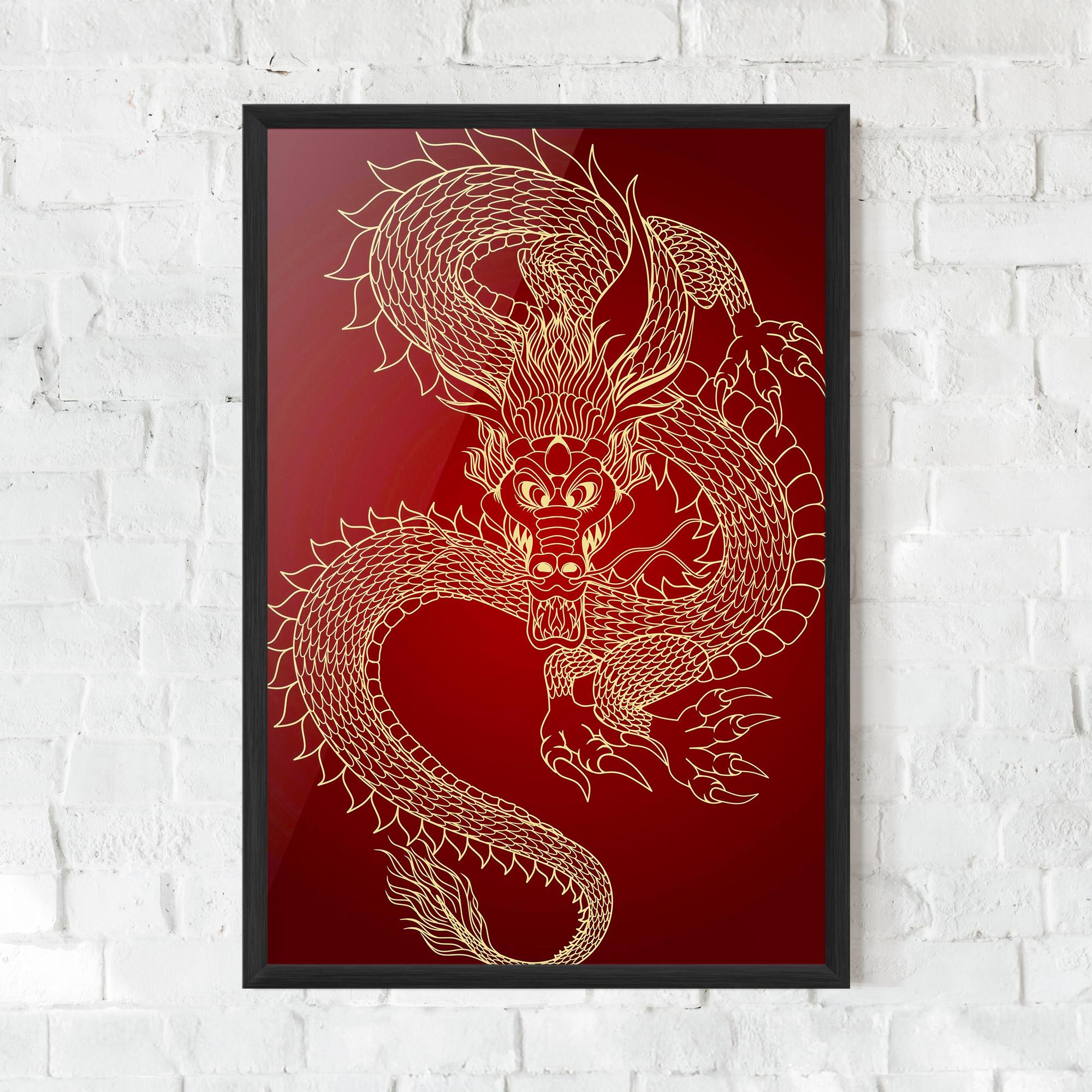 Keretezett Poszter Traditional Dragon mockup 0