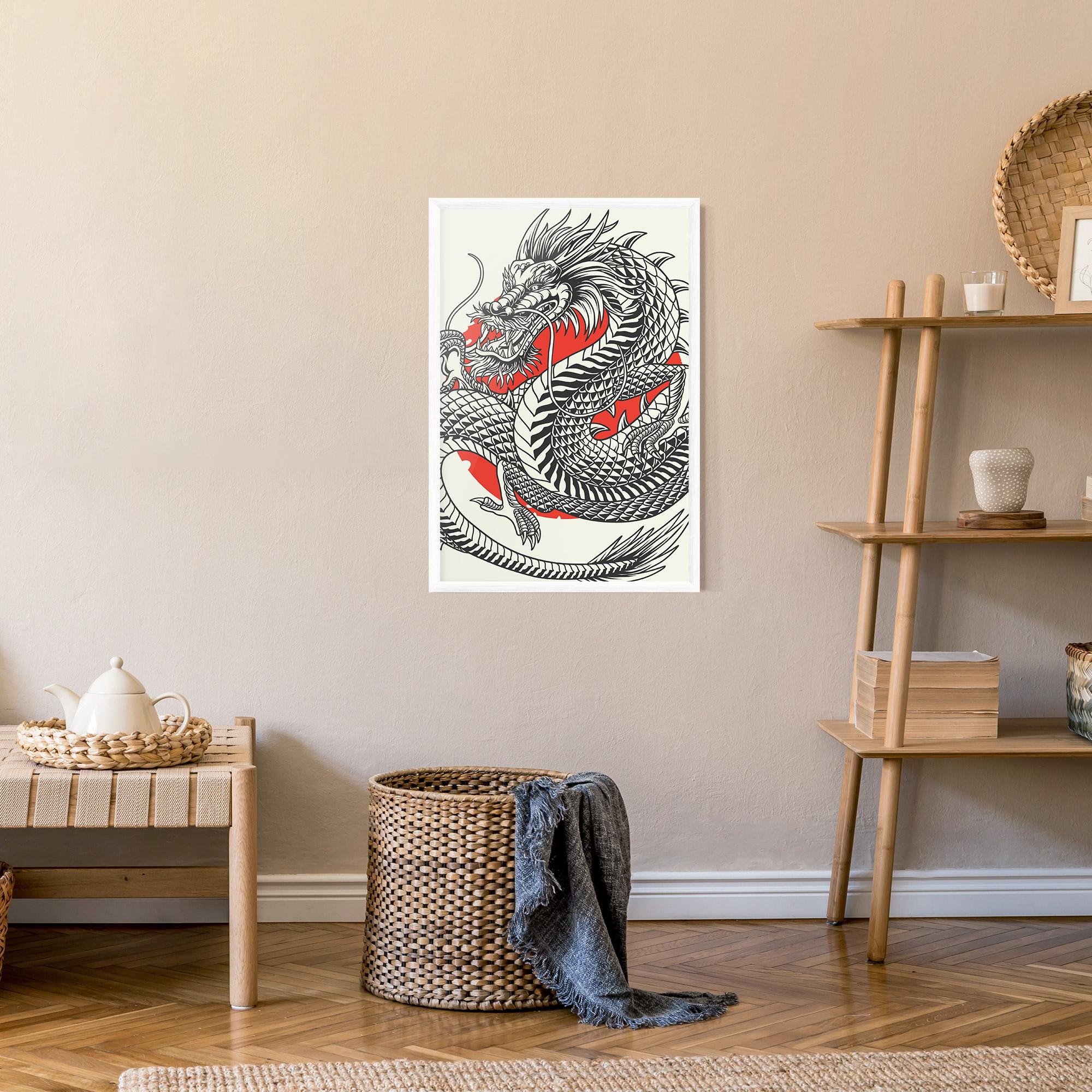 Keretezett Poszter Cream Grey Dragon mockup 9