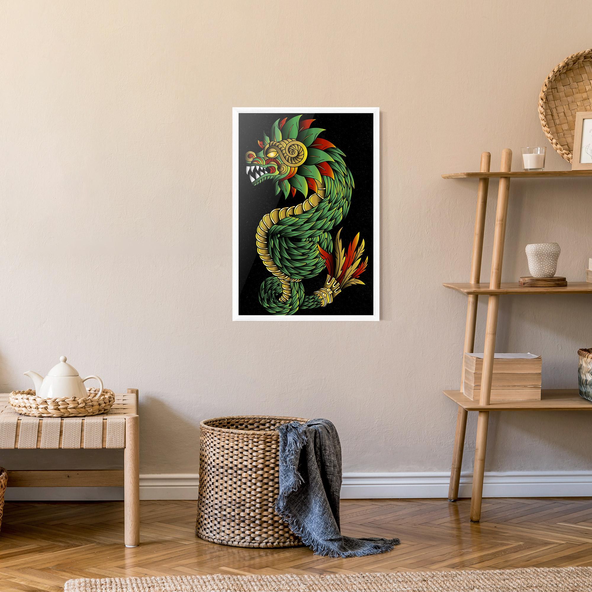 Keretezett Poszter Green Yellow Dragon mockup 9