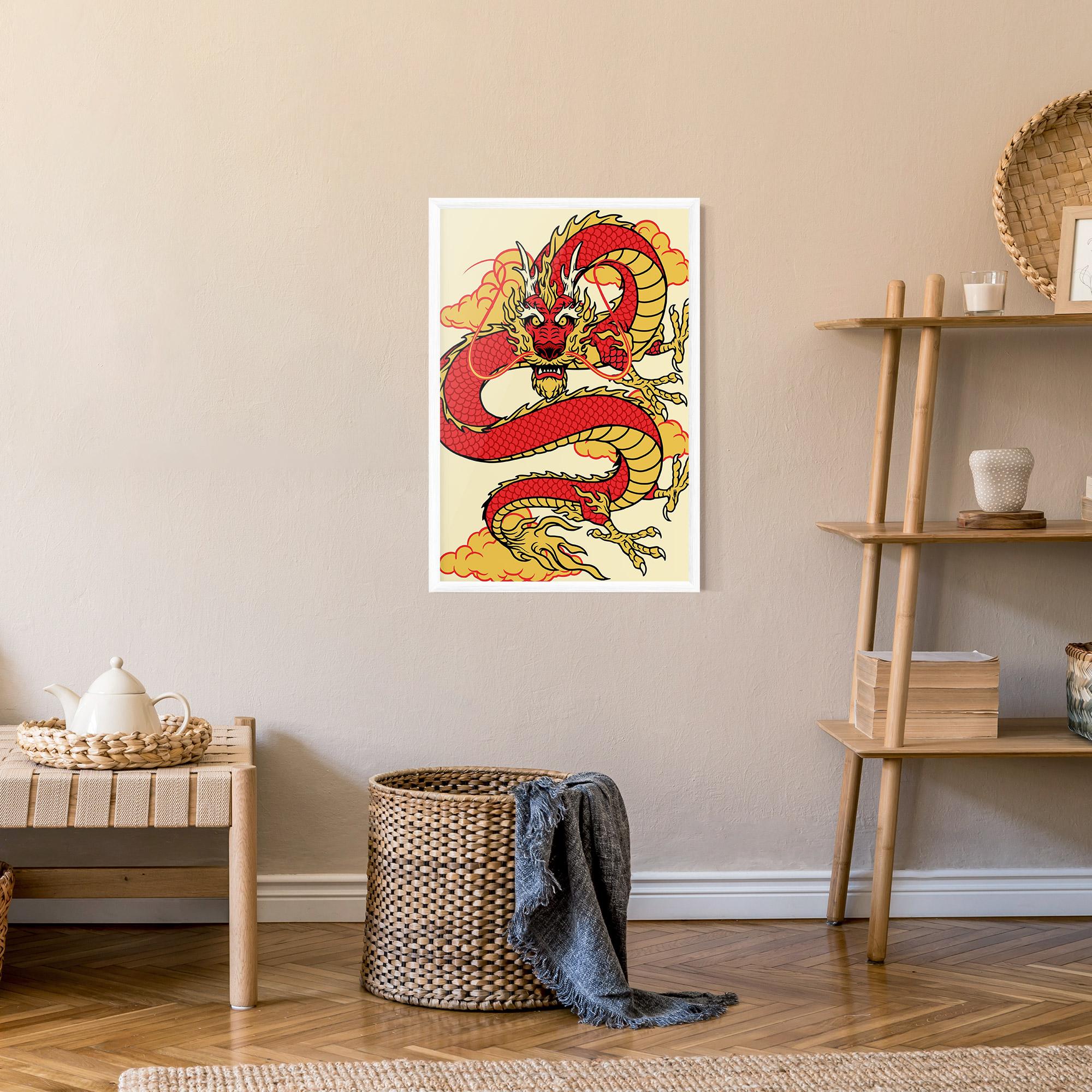 Keretezett Poszter Red Yellow Dragon mockup 9