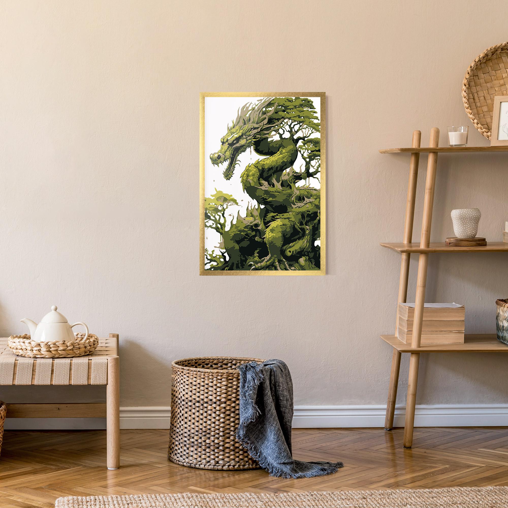 Keretezett Poszter Green Nature Dragon mockup 9